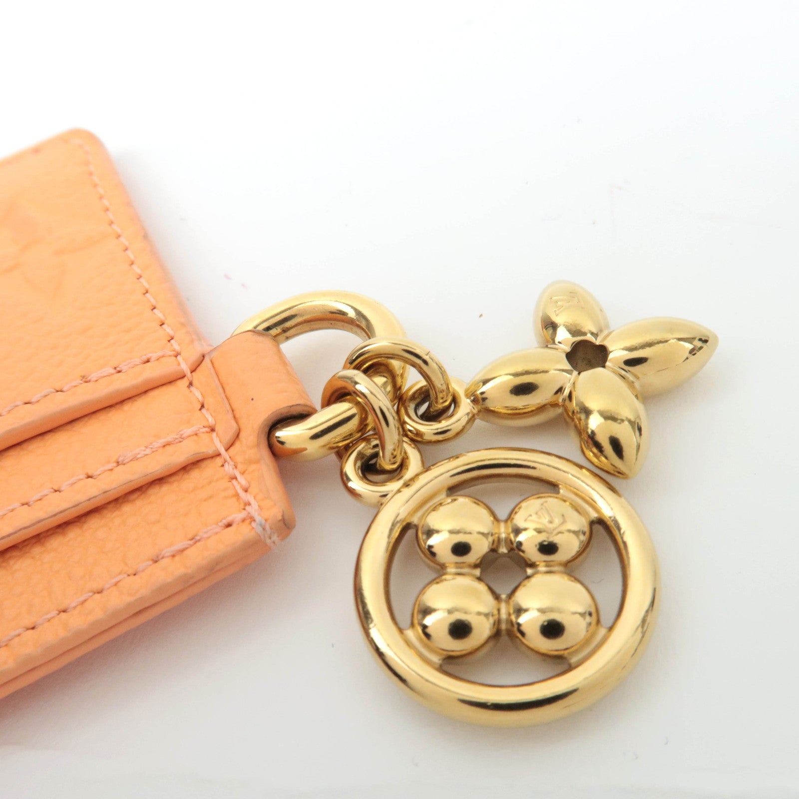 Louis Vuitton Monogram Empreinte Porte Carte LV Charm Card Case Apricot M83586