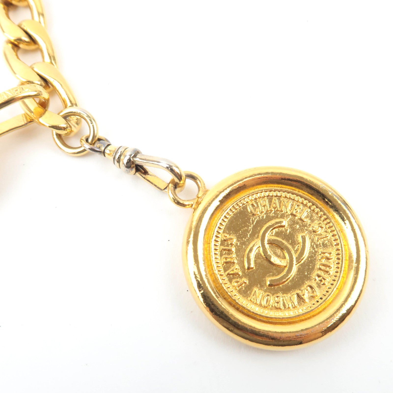 CHANEL Coin Charm Chain Belt Full Length 83cm Gold● Color