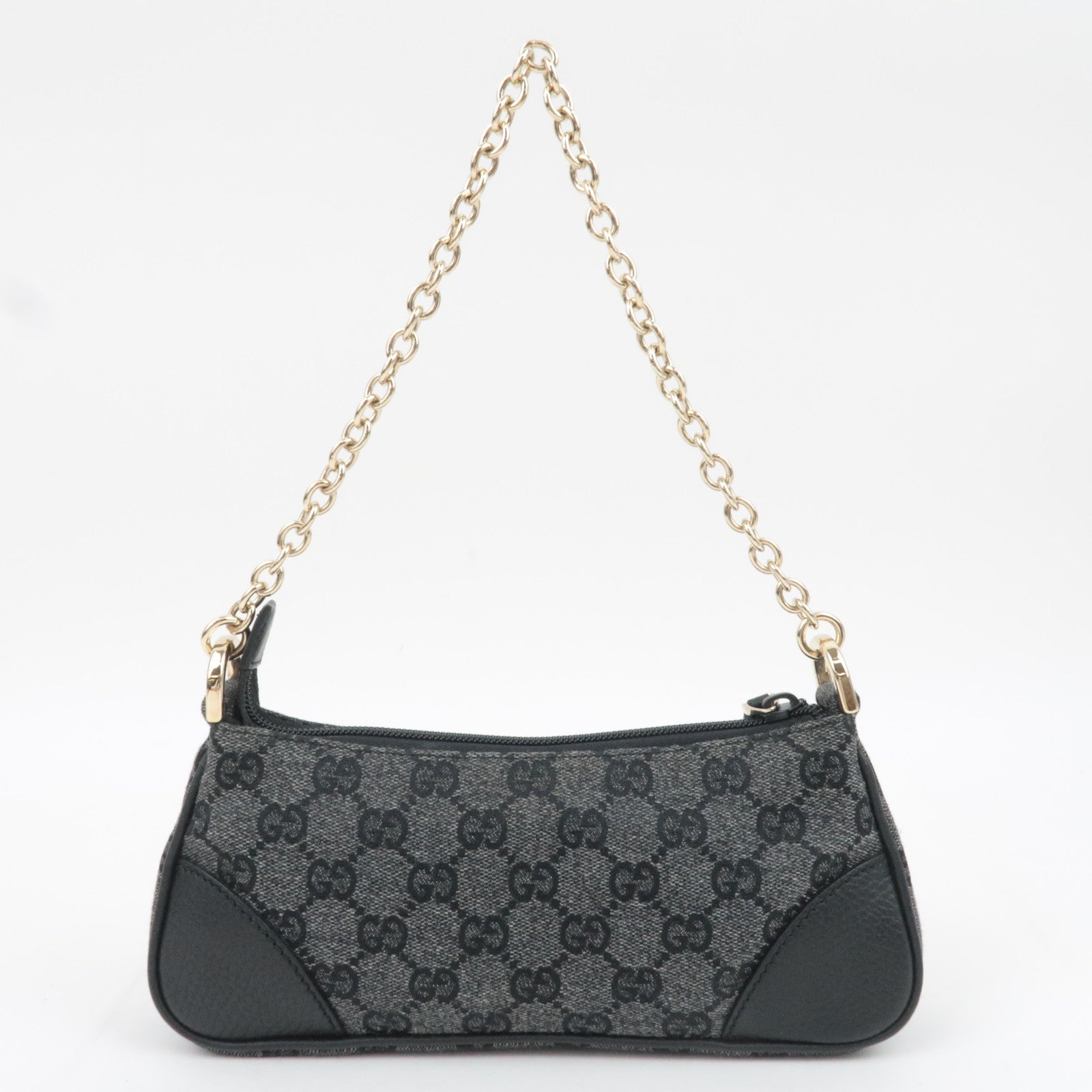 GUCCI GG Denim Chain Shoulder Bag Black 272383