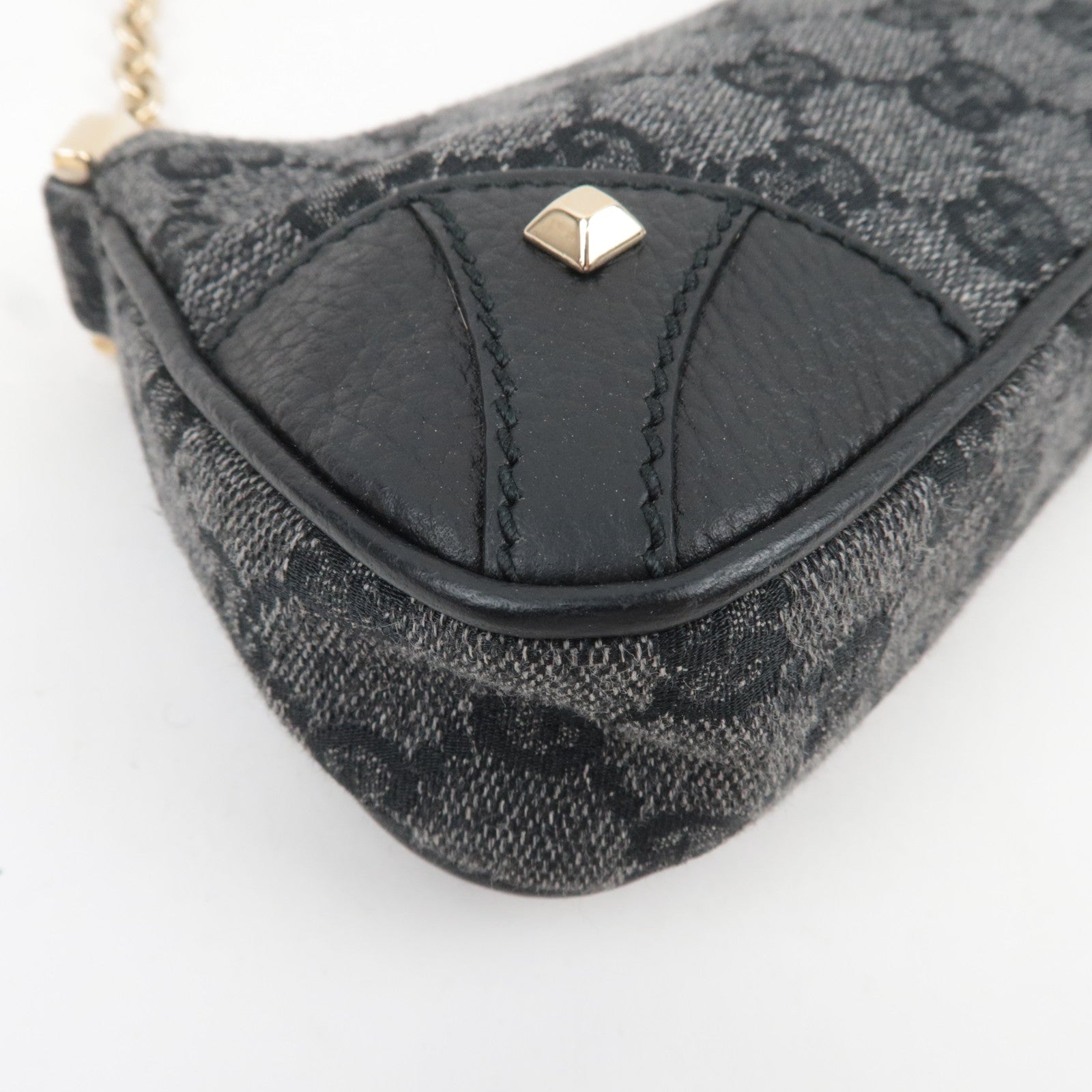 GUCCI GG Denim Chain Shoulder Bag Black 272383