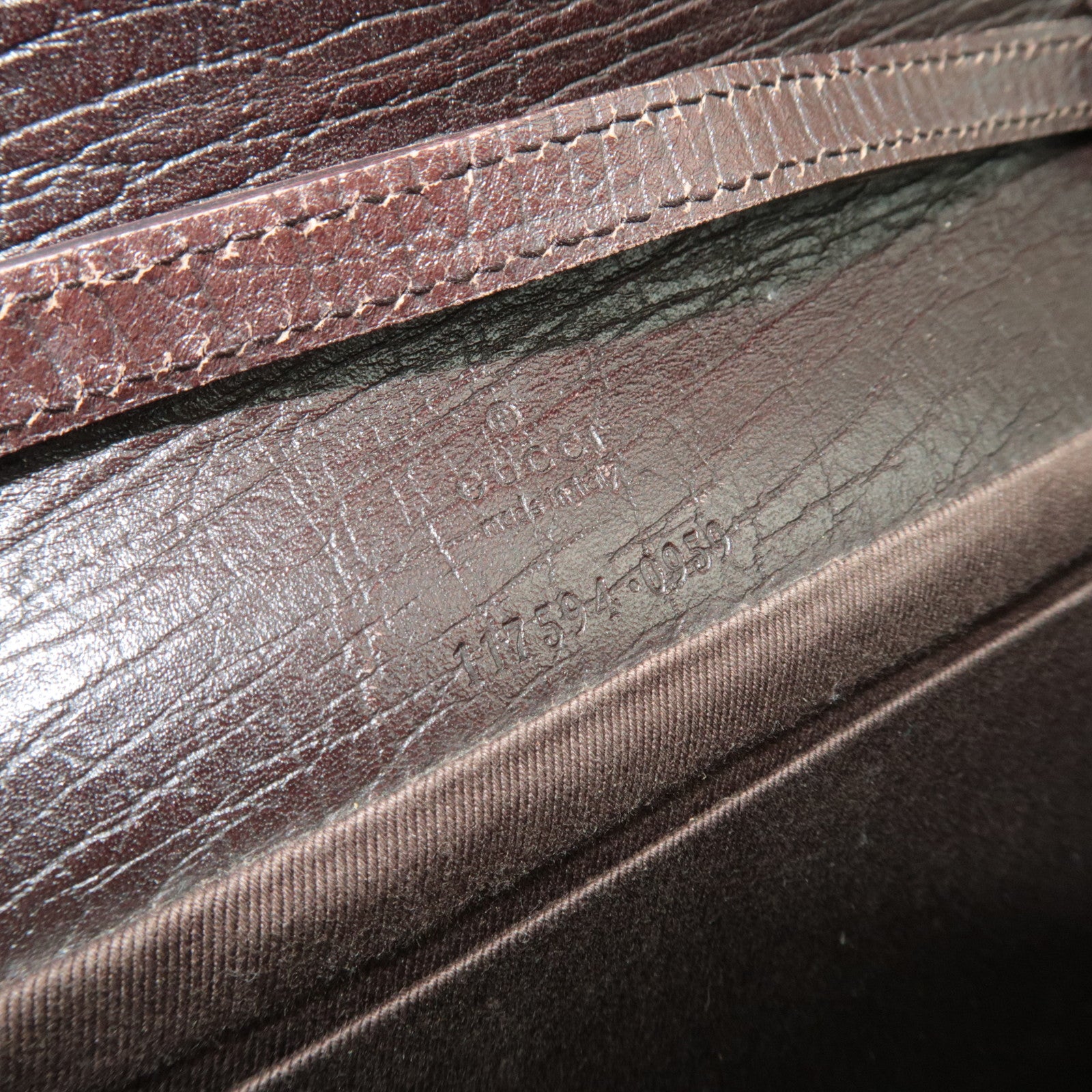 GUCCI Bamboo GG Canvas Shoulder Bag Brown 117594