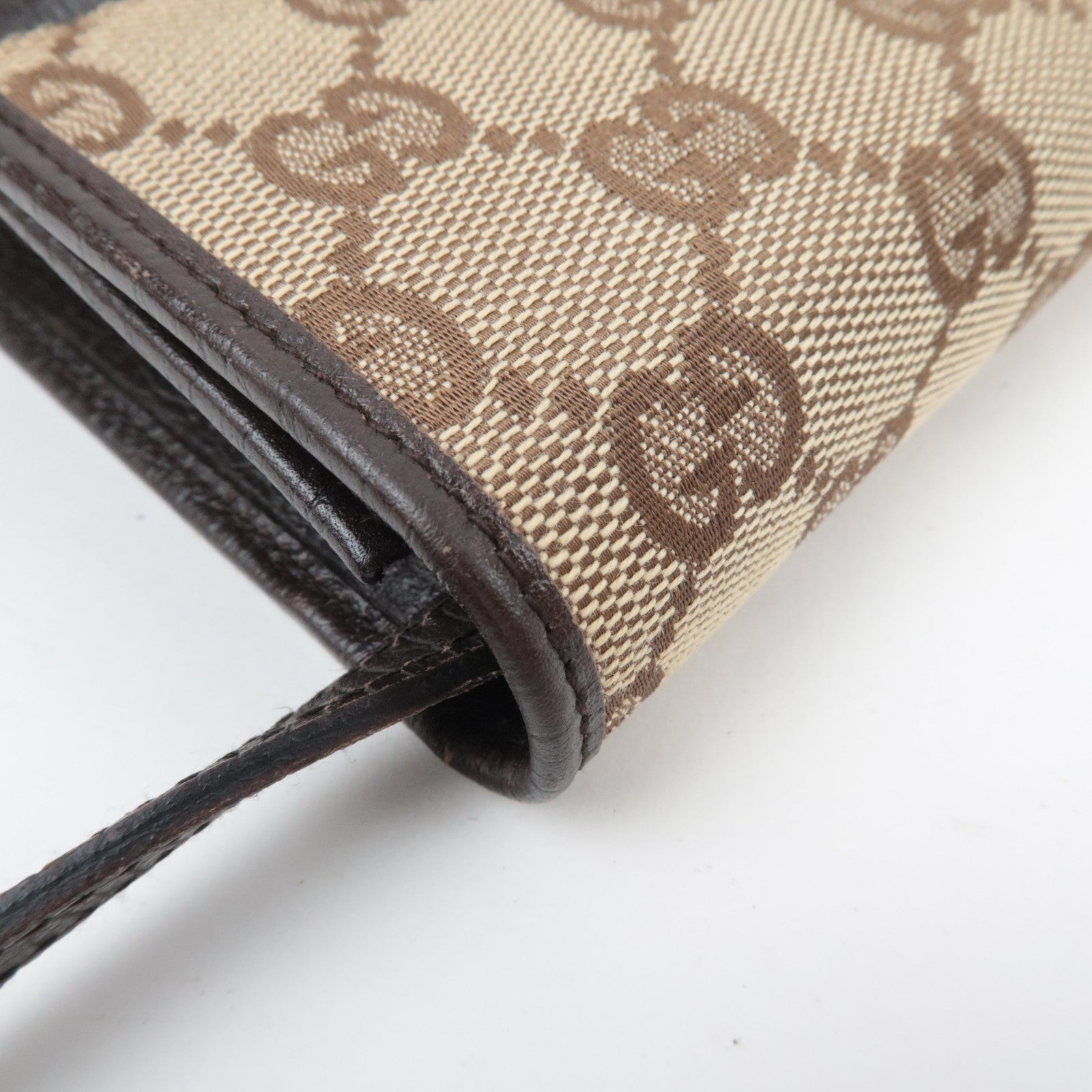 GUCCI Bamboo GG Canvas Shoulder Bag Brown 117594
