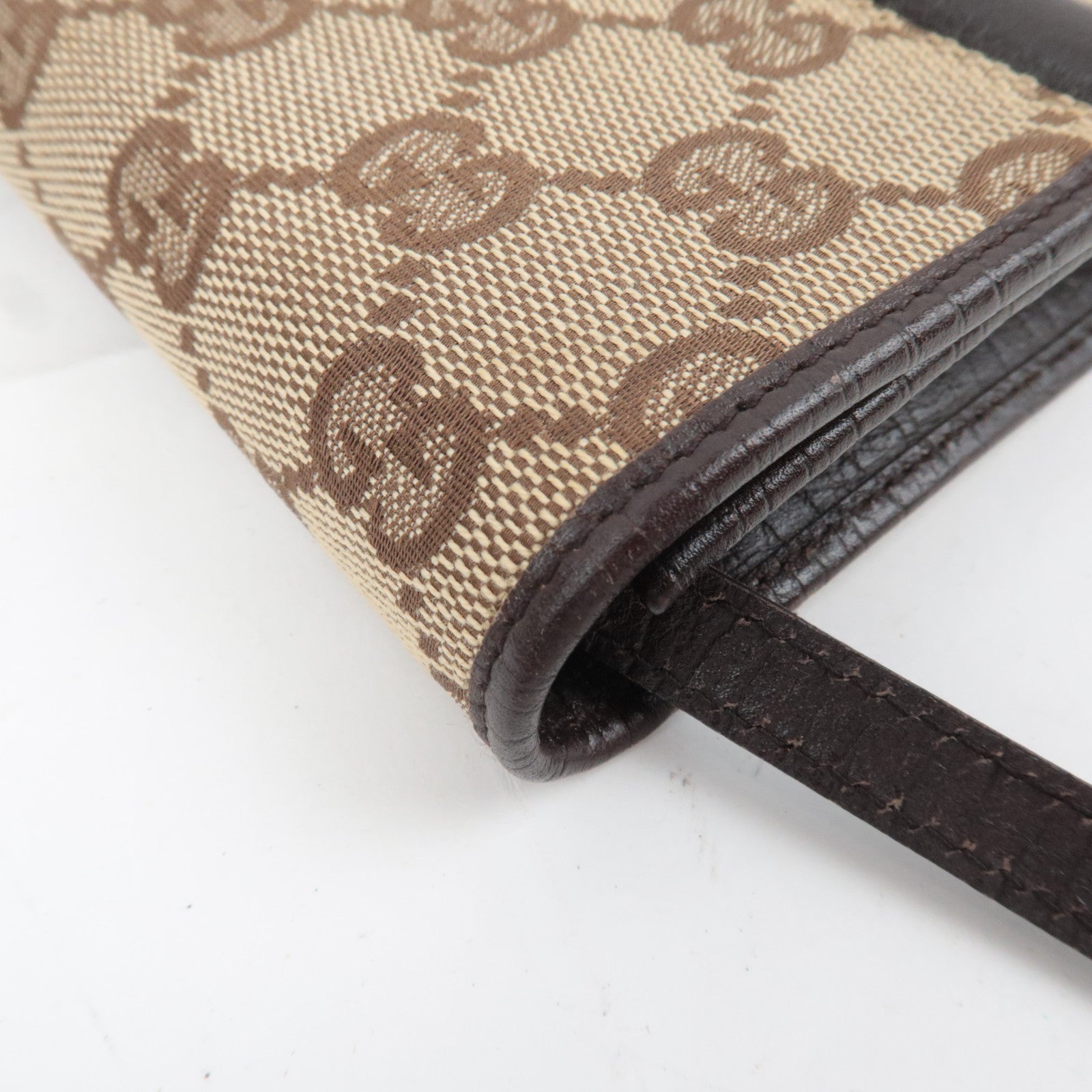 GUCCI Bamboo GG Canvas Shoulder Bag Brown 117594