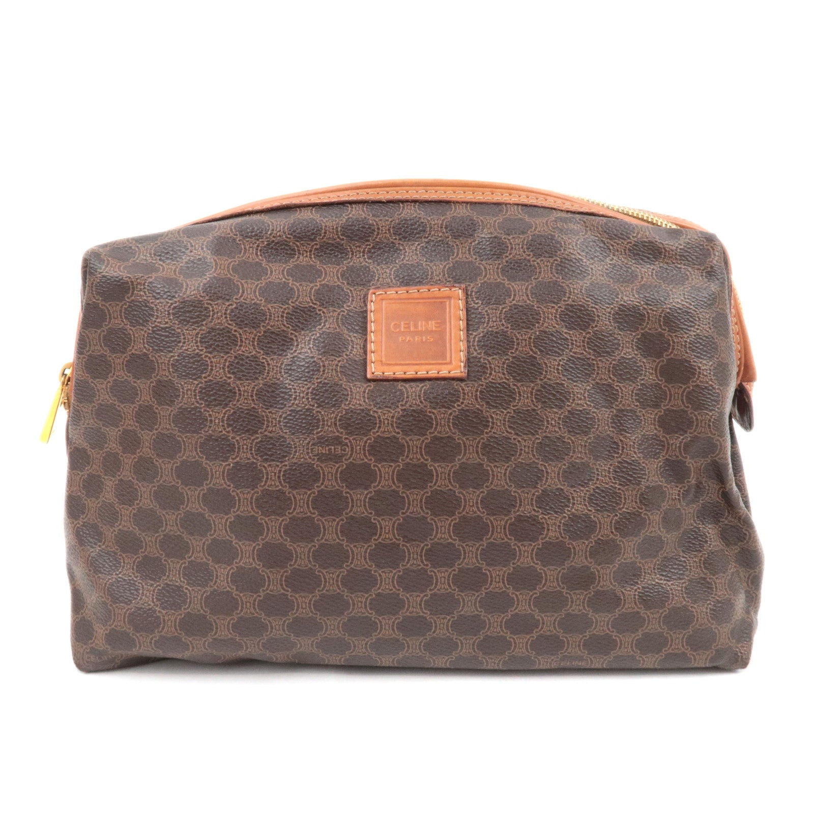 CELINE Macadam PVC Leather Cosmetic Pouch Brown89469