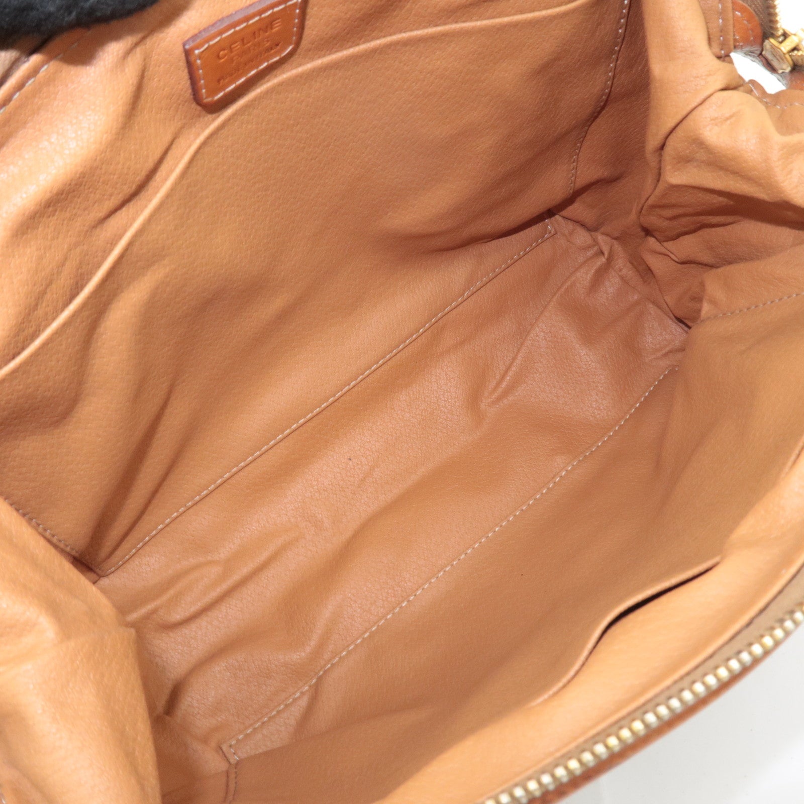CELINE Macadam PVC Leather Cosmetic Pouch Brown