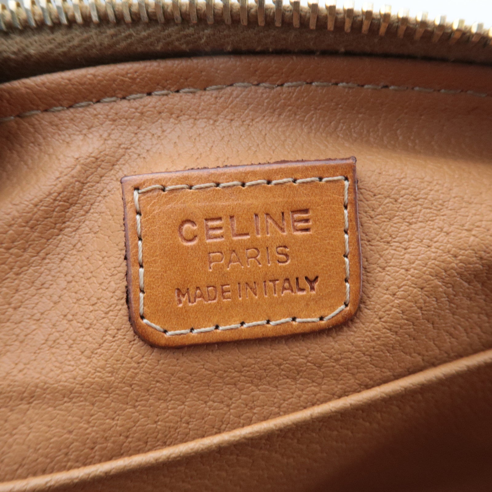 CELINE Macadam PVC Leather Cosmetic Pouch Brown