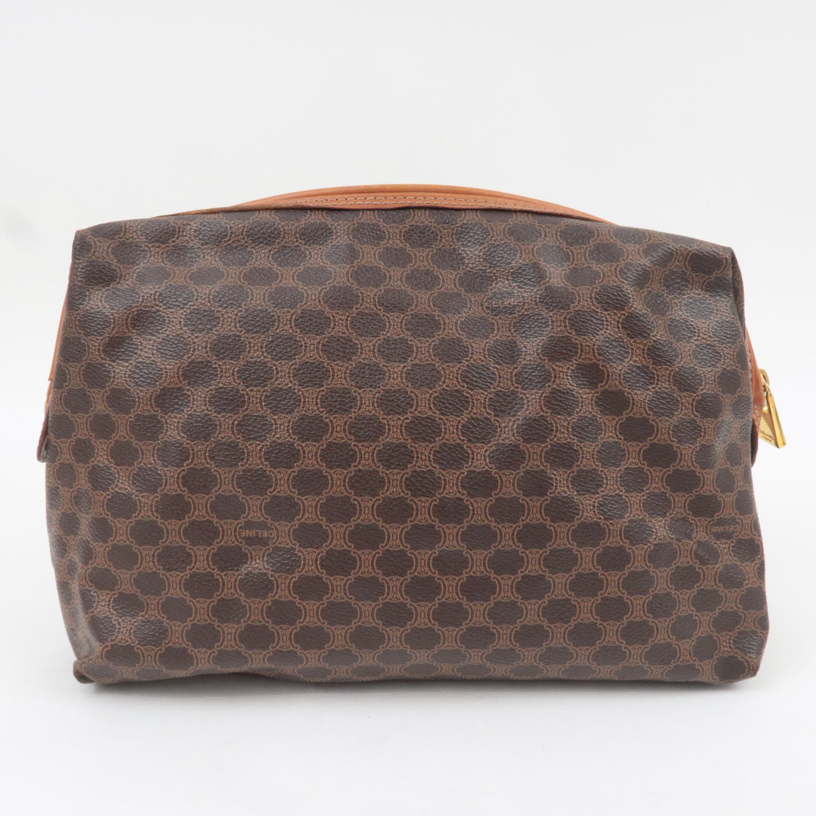 CELINE Macadam PVC Leather Cosmetic Pouch Brown