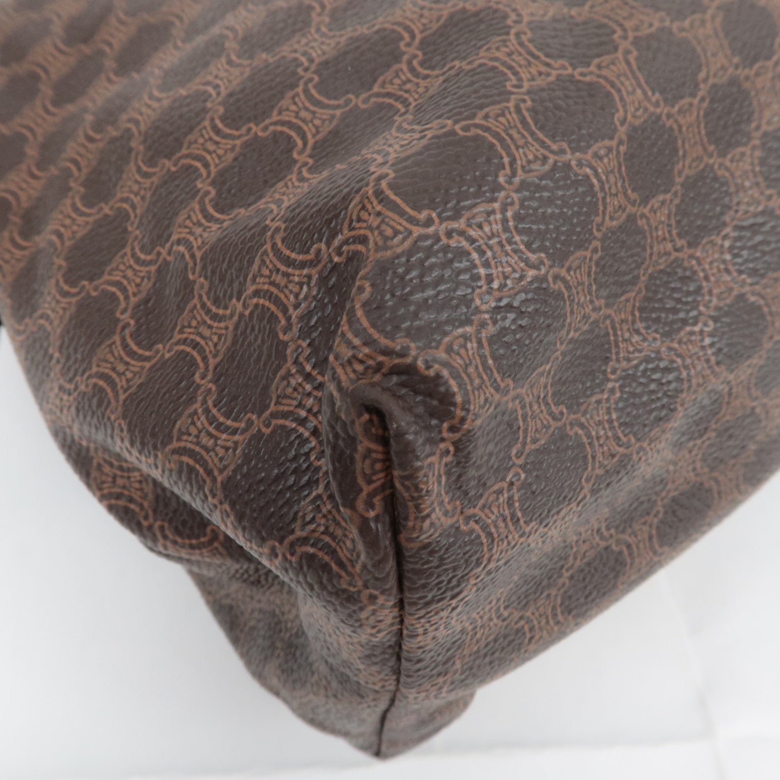 CELINE Macadam PVC Leather Cosmetic Pouch Brown