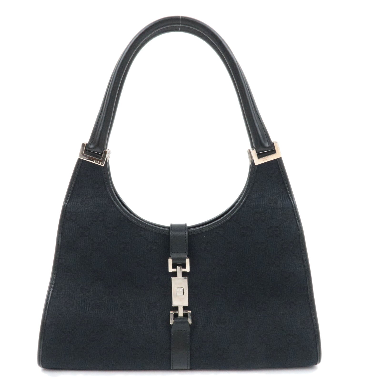 GUCCI Jackie GG Canvas Shoulder Bag Black 002.106789472