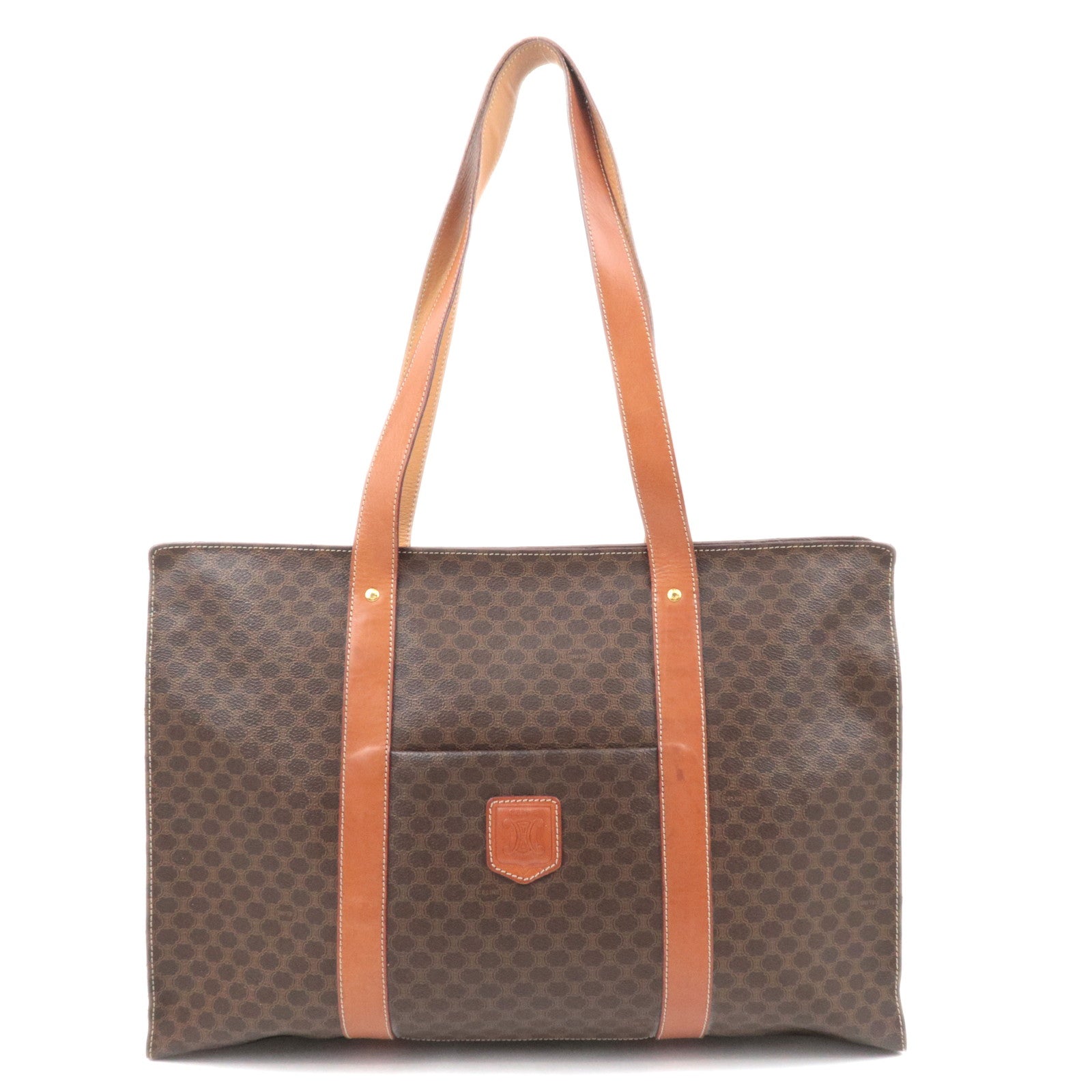 CELINE Macadam PVC Leather Tote Bag Brown 89477