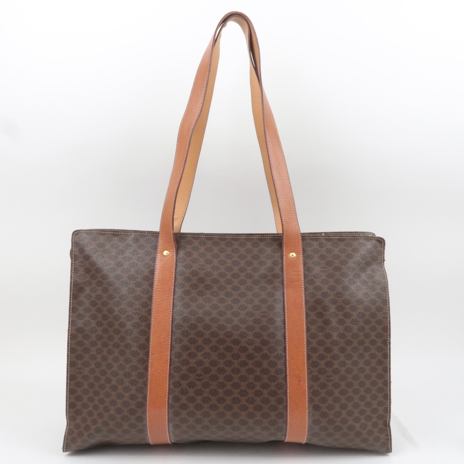 CELINE Macadam PVC Leather Tote Bag Brown