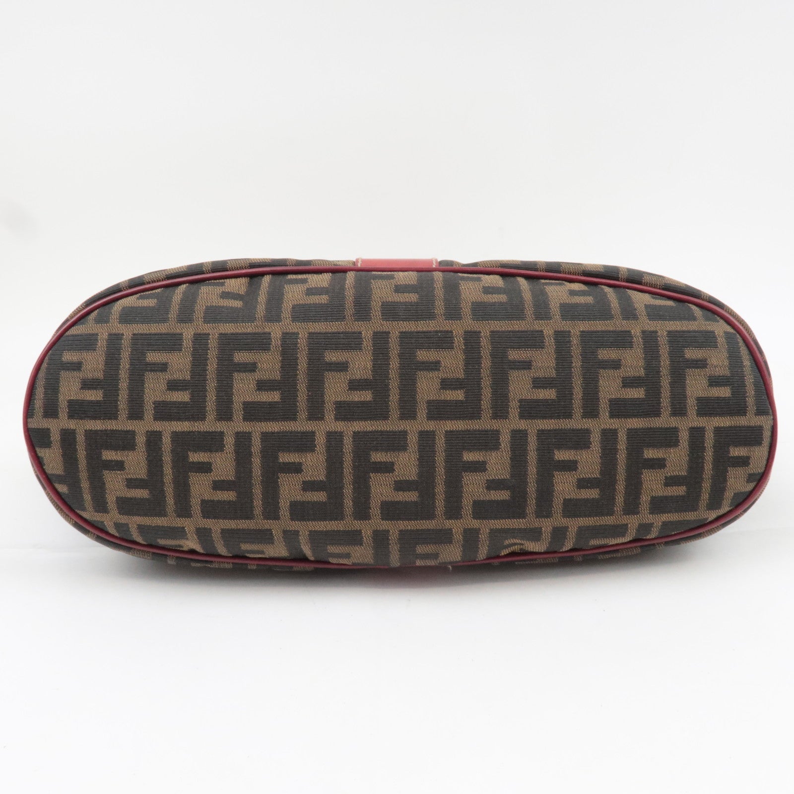 FENDI Zucca Canvas Leather Tote Bag Brown Black Red 8BH046