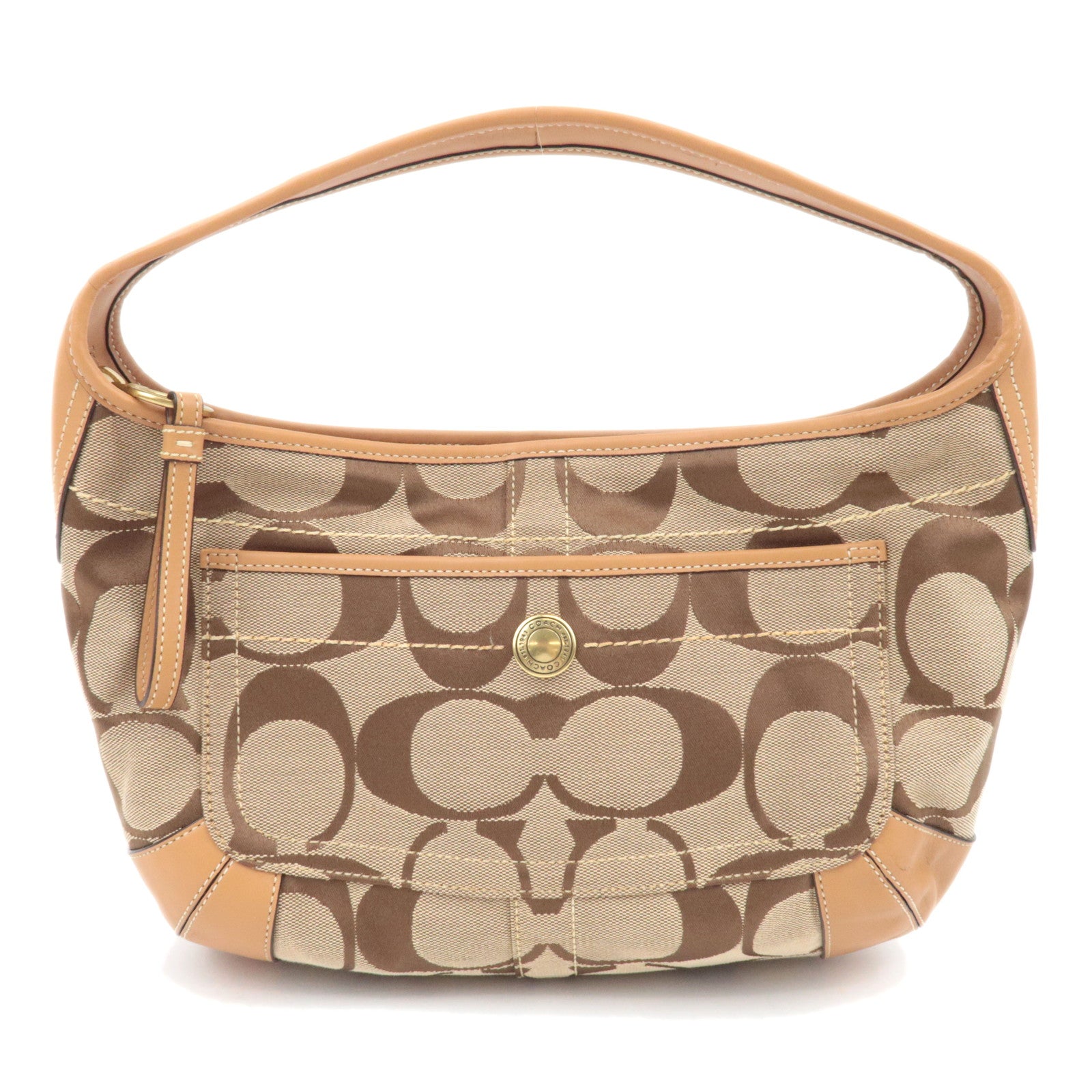COACH Signature Canvas Leather Shoulder Bag Beige Brown 10764 89482