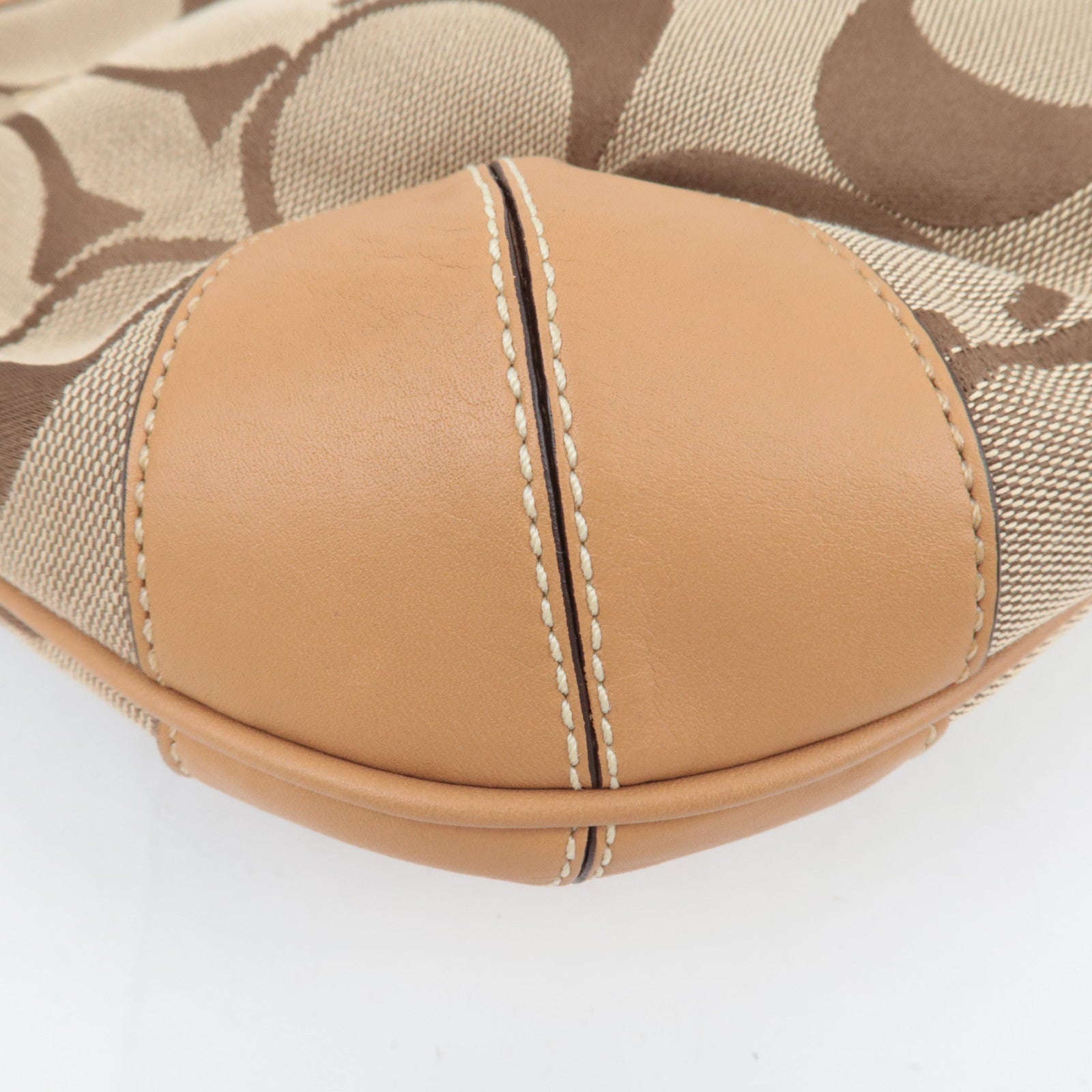 COACH Signature Canvas Leather Shoulder Bag Beige Brown 10764