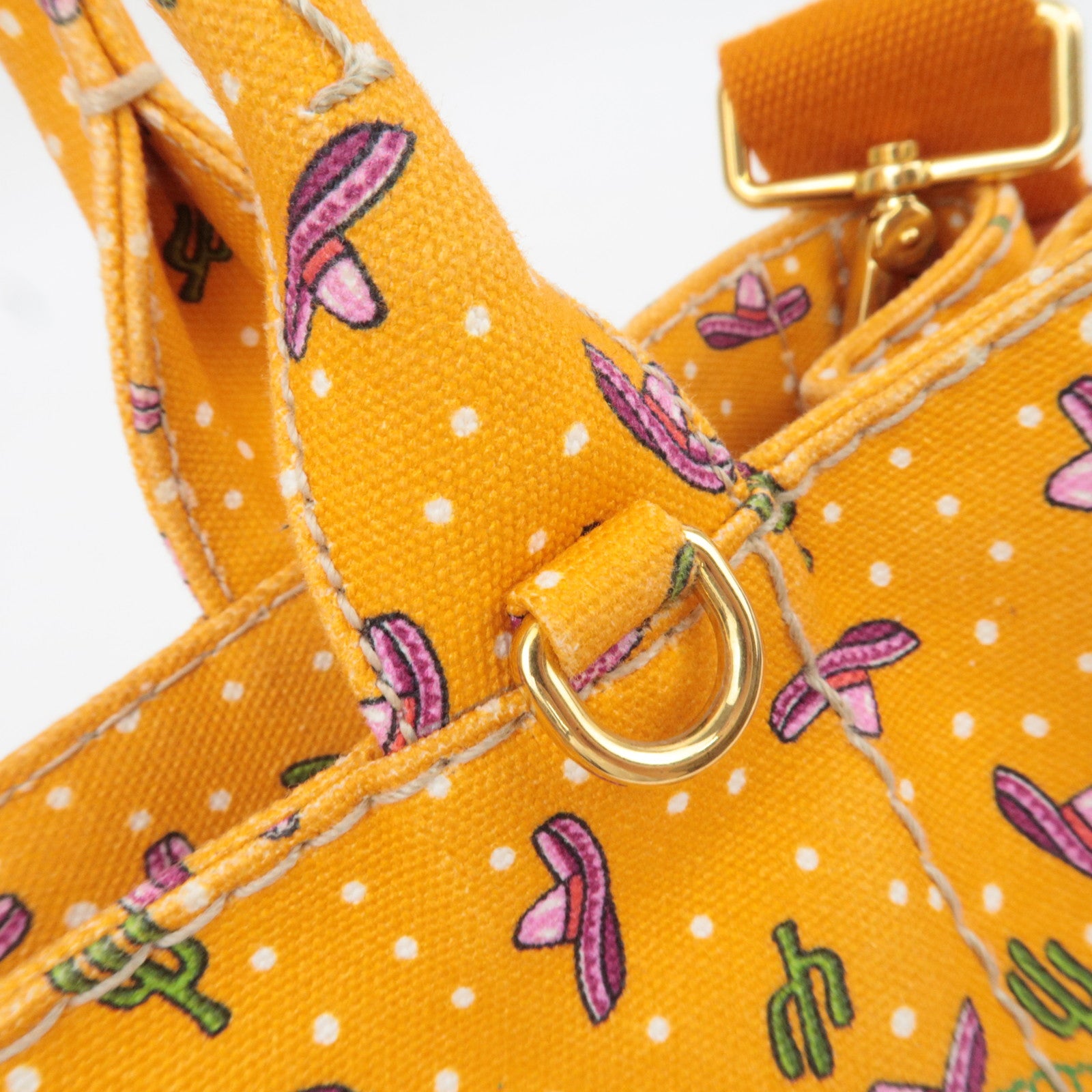 PRADA Canapa Mini Tote Bag Cactus Print Orange 1BG439