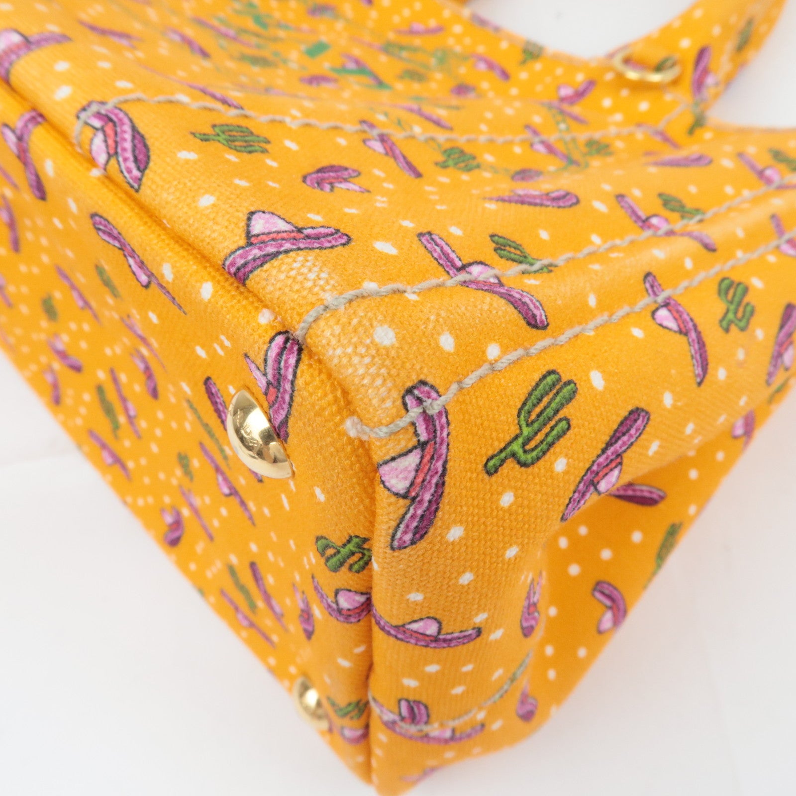 PRADA Canapa Mini Tote Bag Cactus Print Orange 1BG439