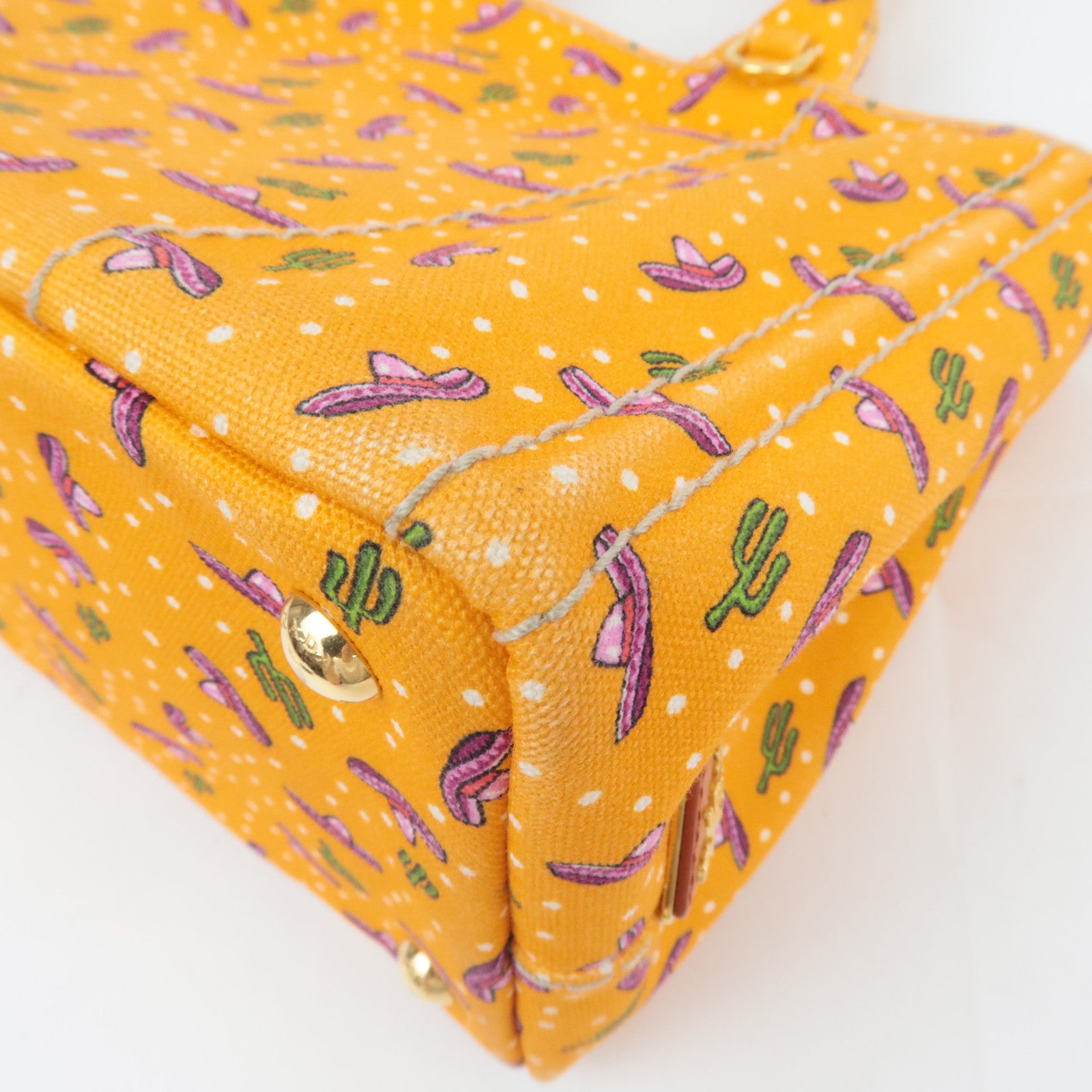 PRADA Canapa Mini Tote Bag Cactus Print Orange 1BG439