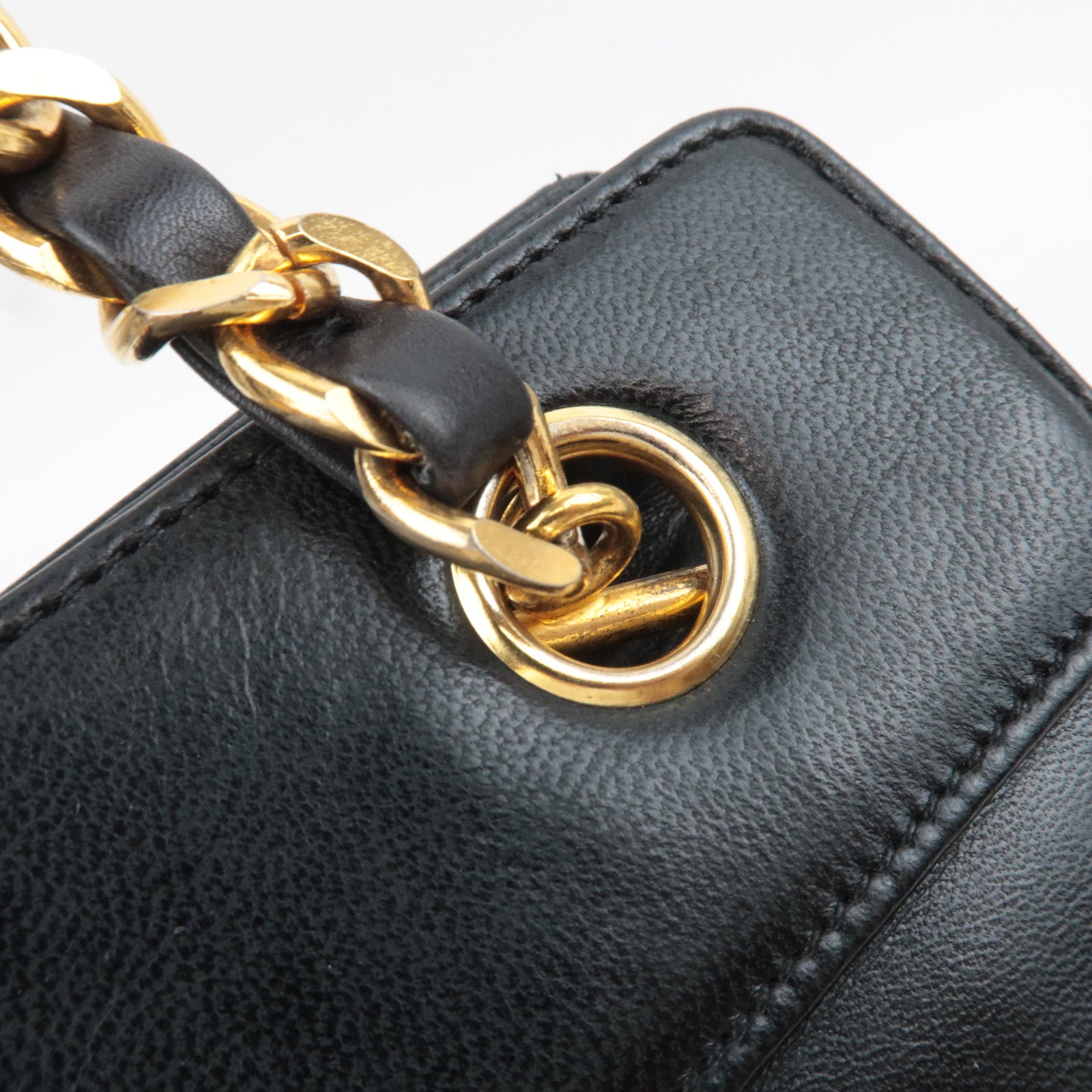 CHANEL Big Coco Mark Chain Tote Bag Lambskin Black Gold HDW