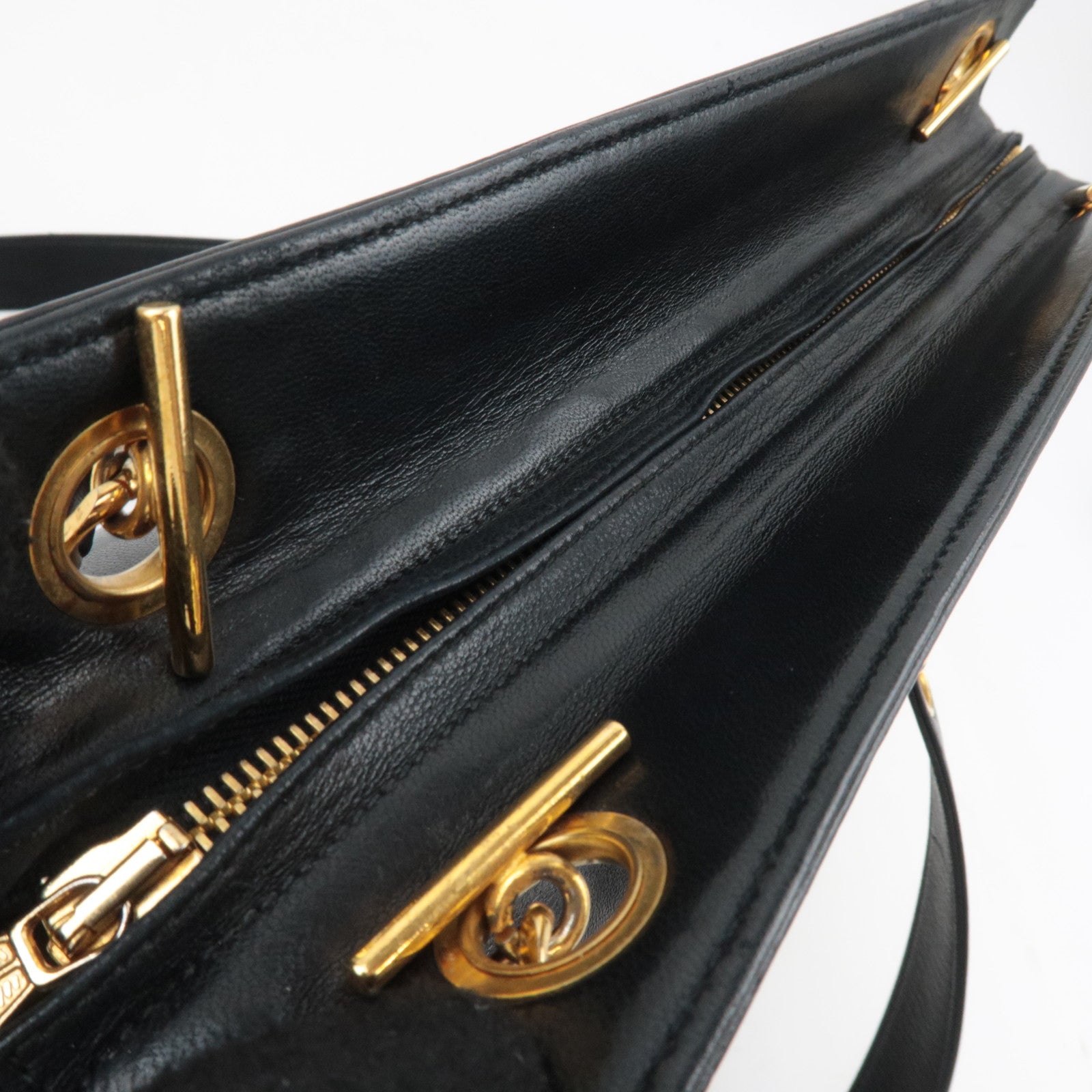 CHANEL Big Coco Mark Chain Tote Bag Lambskin Black Gold HDW