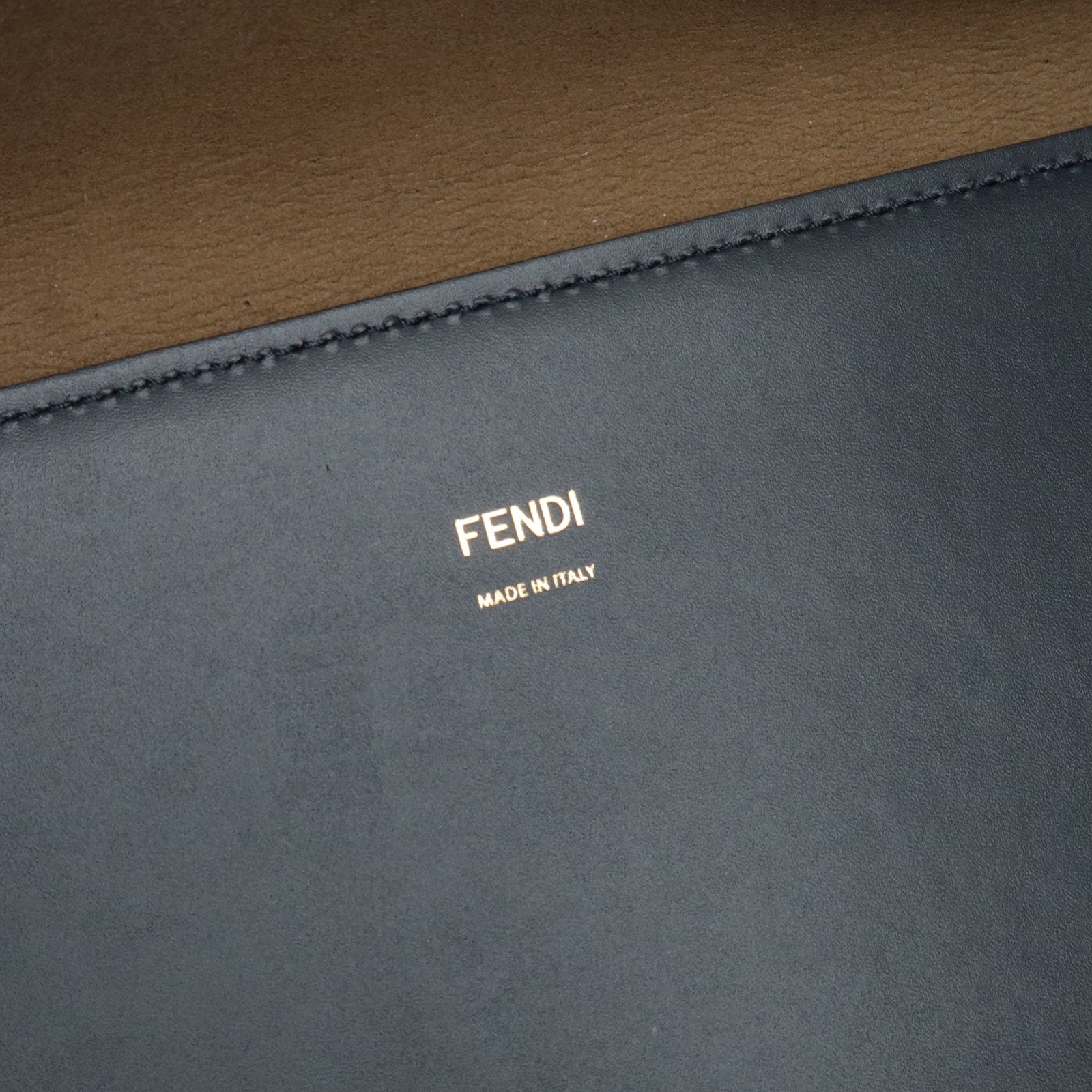 FENDI Sunshine Medium 2Way Leather Tote Bag Dark Navy 8BH386