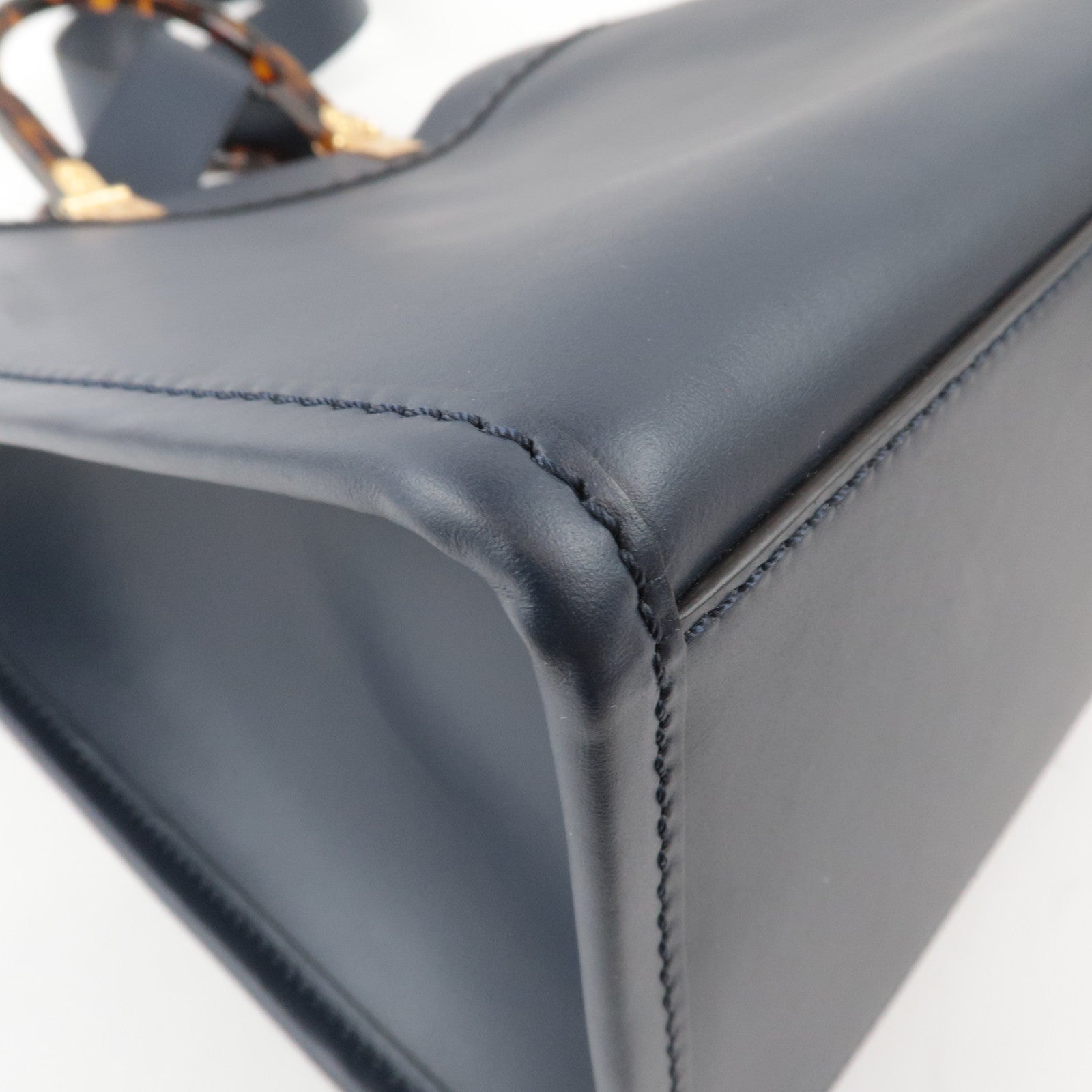 FENDI Sunshine Medium 2Way Leather Tote Bag Dark Navy 8BH386
