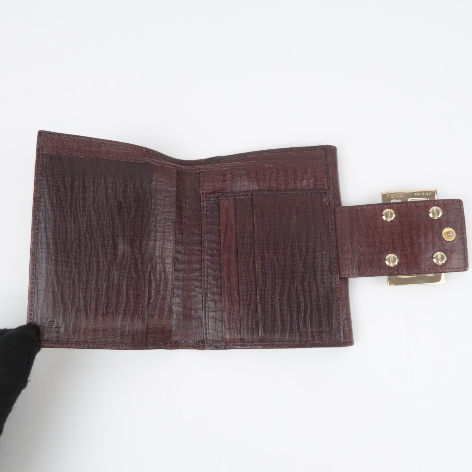 FENDI Zucchino Canvas Leather Wallet Beige Brown 8M0035