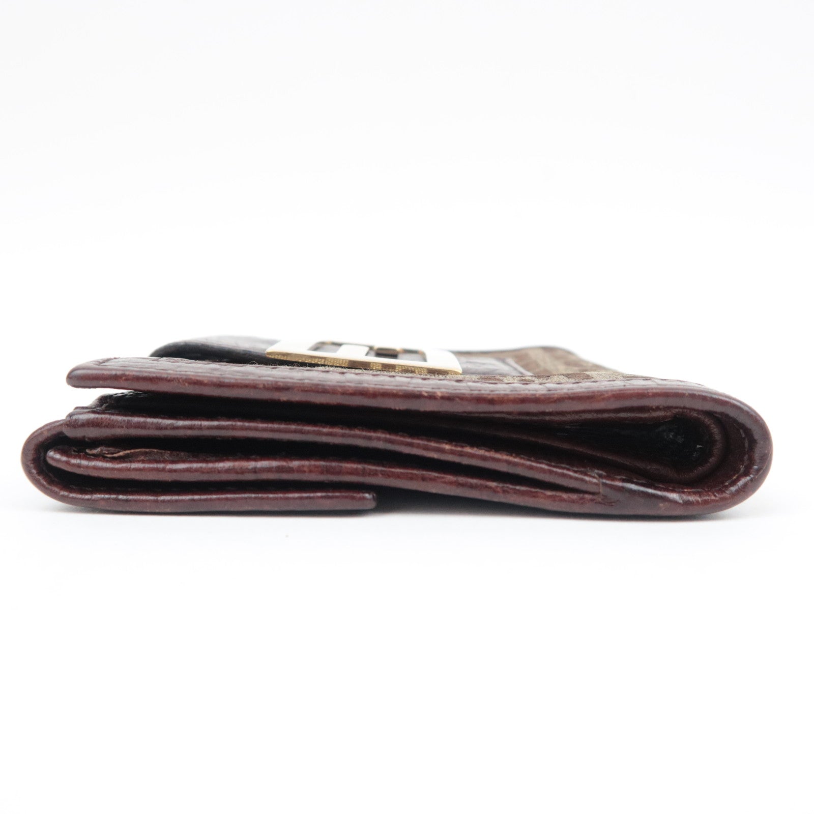 FENDI Zucchino Canvas Leather Wallet Beige Brown 8M0035
