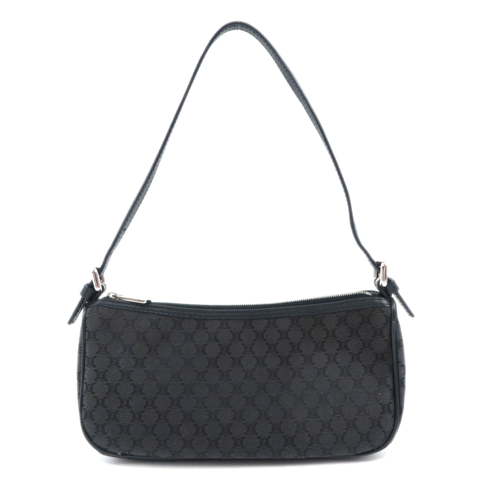 CELINE Macadam Canvas Leather Shoulder Bag Black89578