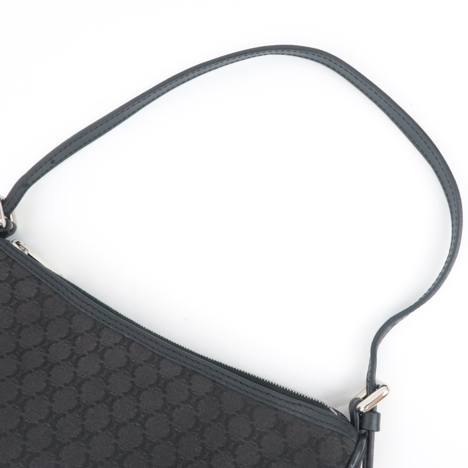 CELINE Macadam Canvas Leather Shoulder Bag Black