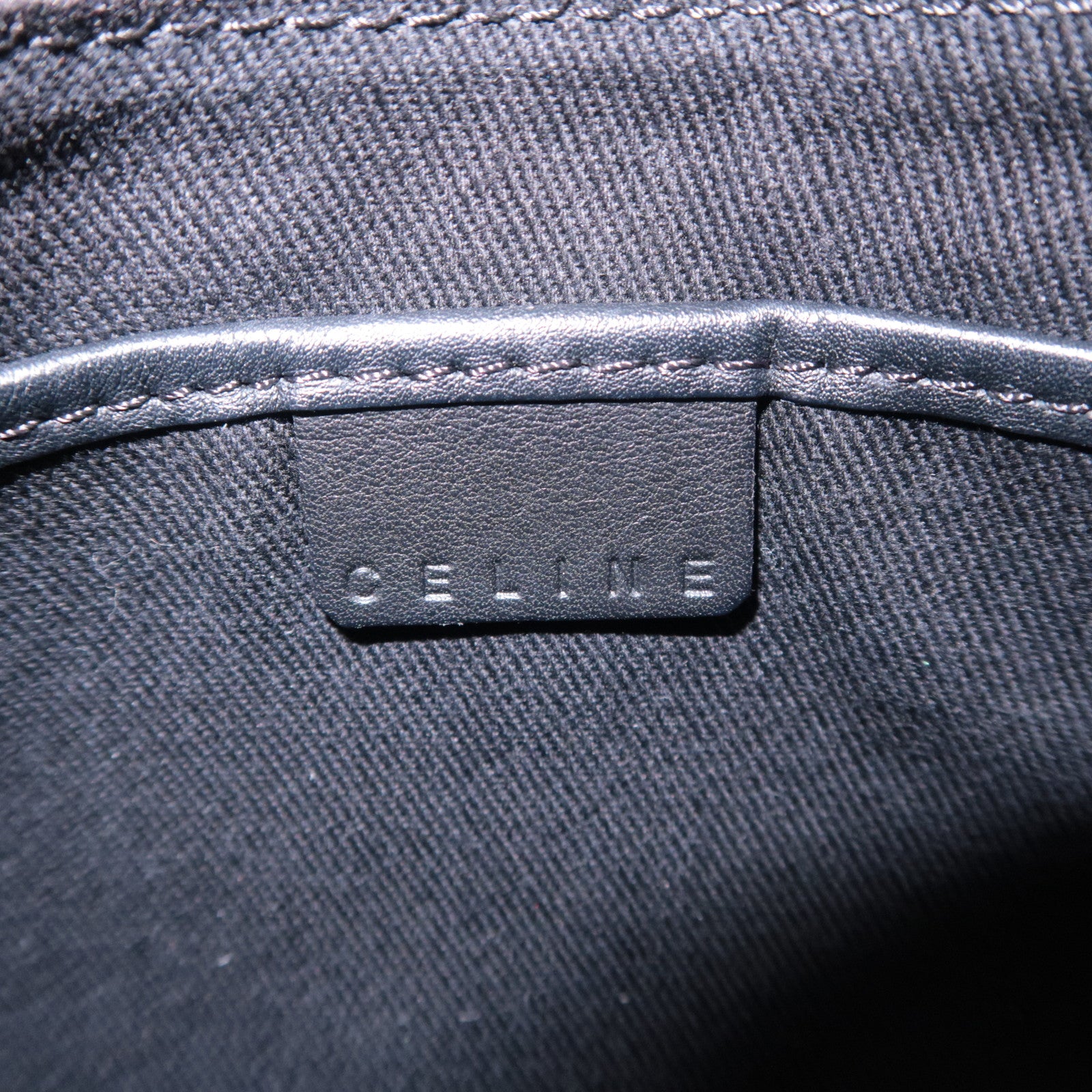 CELINE Macadam Canvas Leather Shoulder Bag Black