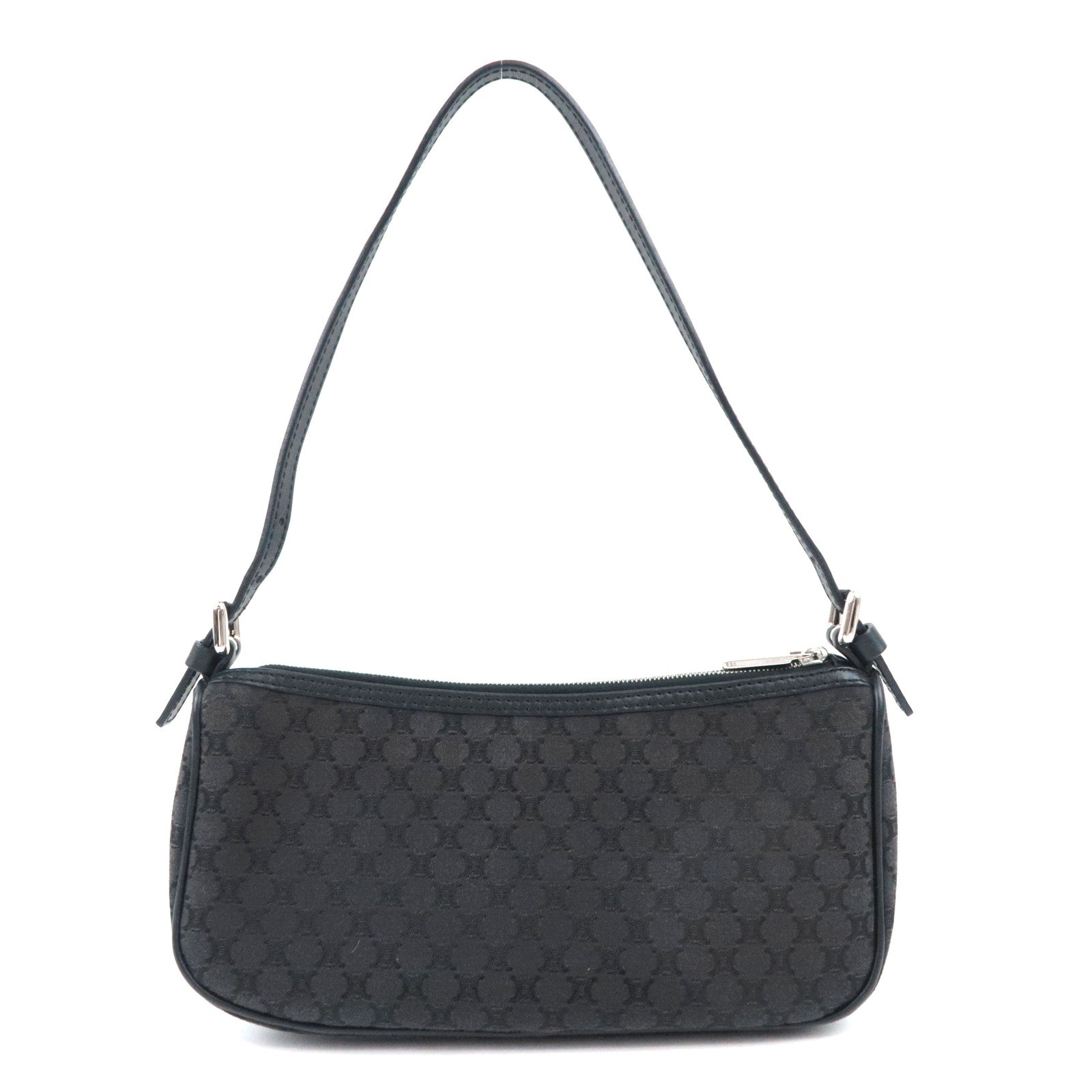 CELINE Macadam Canvas Leather Shoulder Bag Black