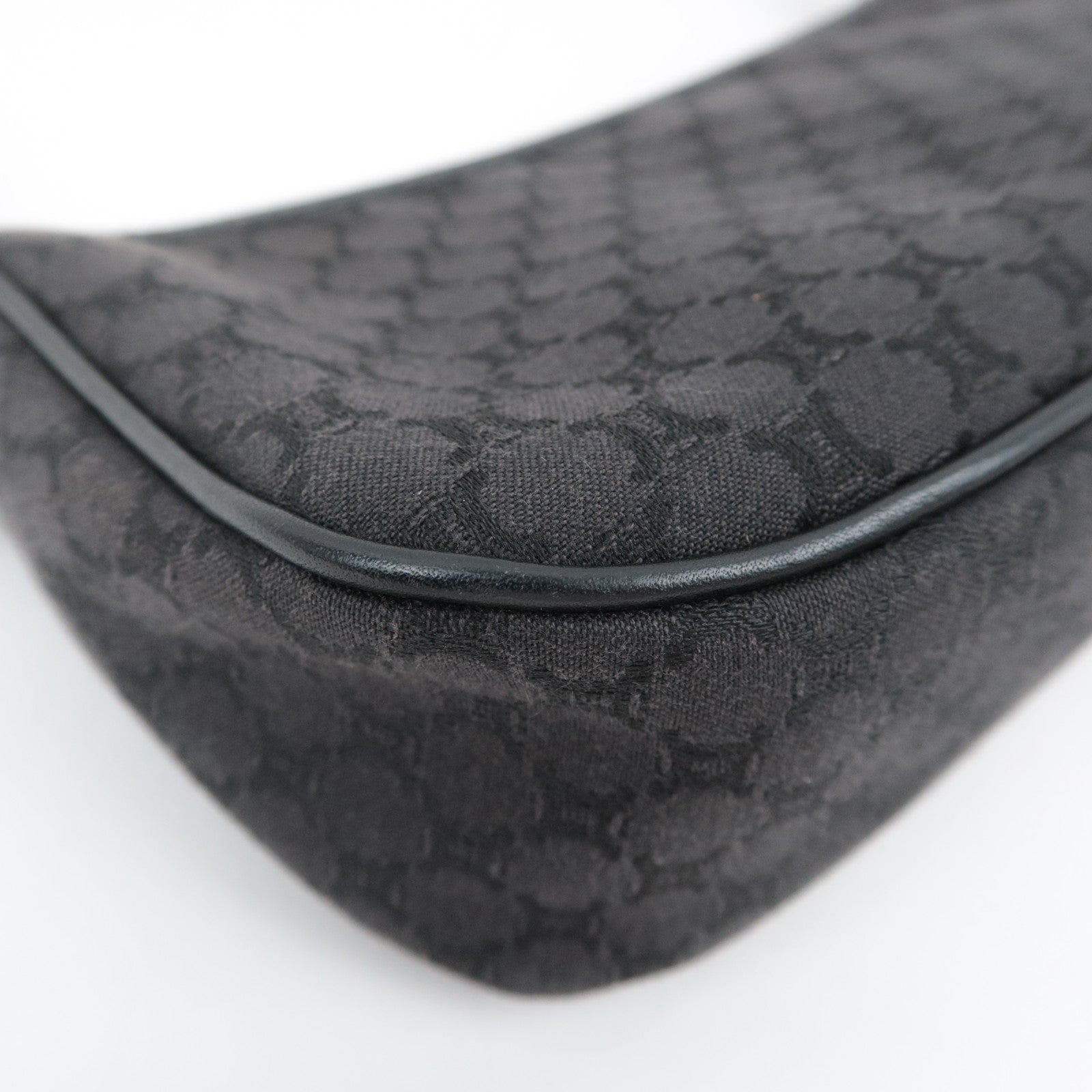 CELINE Macadam Canvas Leather Shoulder Bag Black