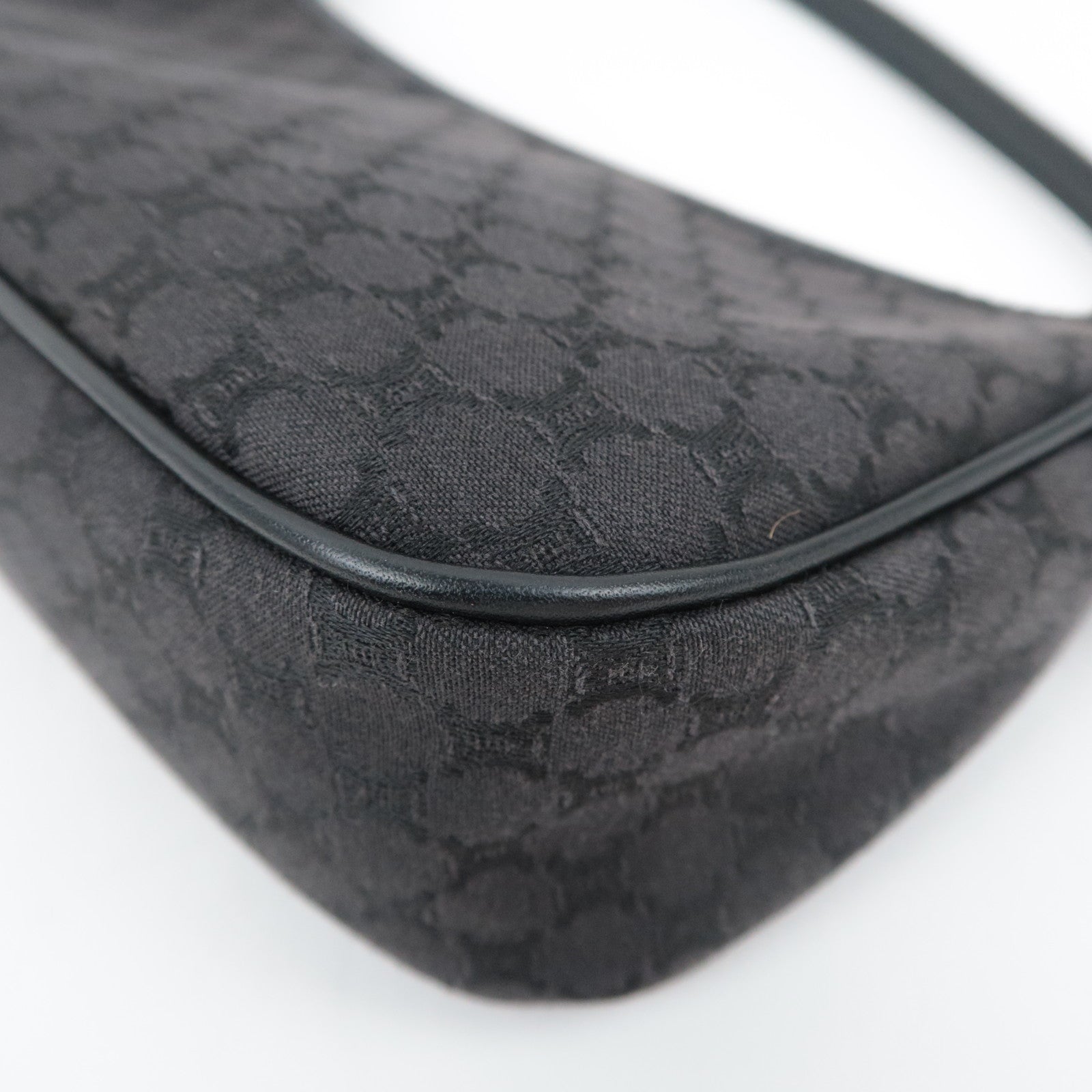 CELINE Macadam Canvas Leather Shoulder Bag Black