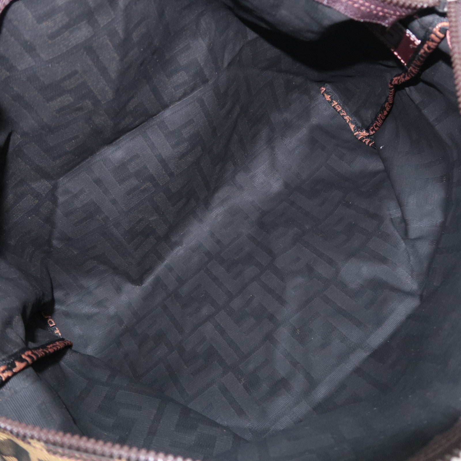 FENDI Zucca Canvas Leather Pouch Brown Black 26545