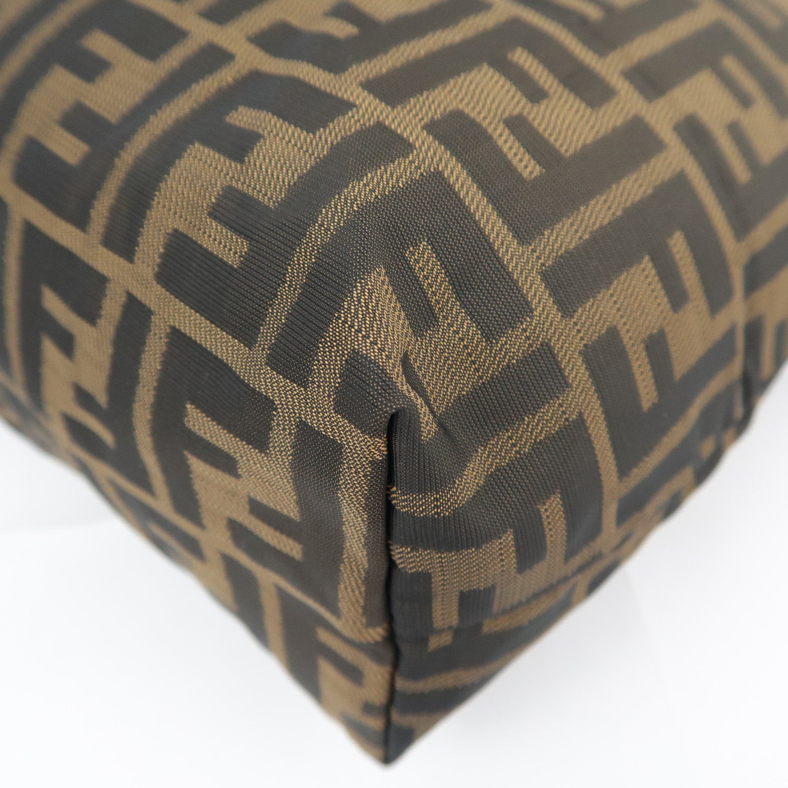 FENDI Zucca Canvas Leather Pouch Brown Black 26545