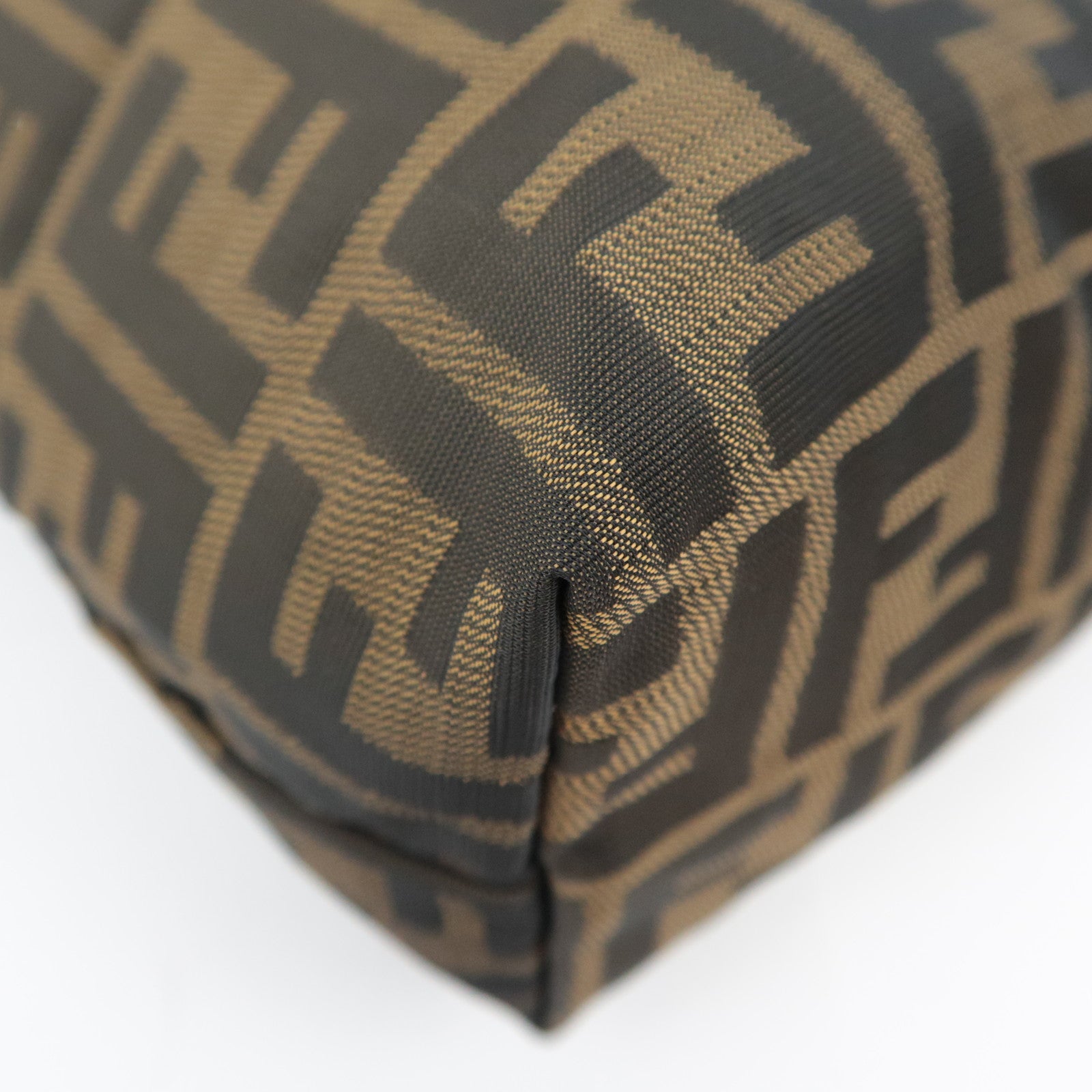 FENDI Zucca Canvas Leather Pouch Brown Black 26545