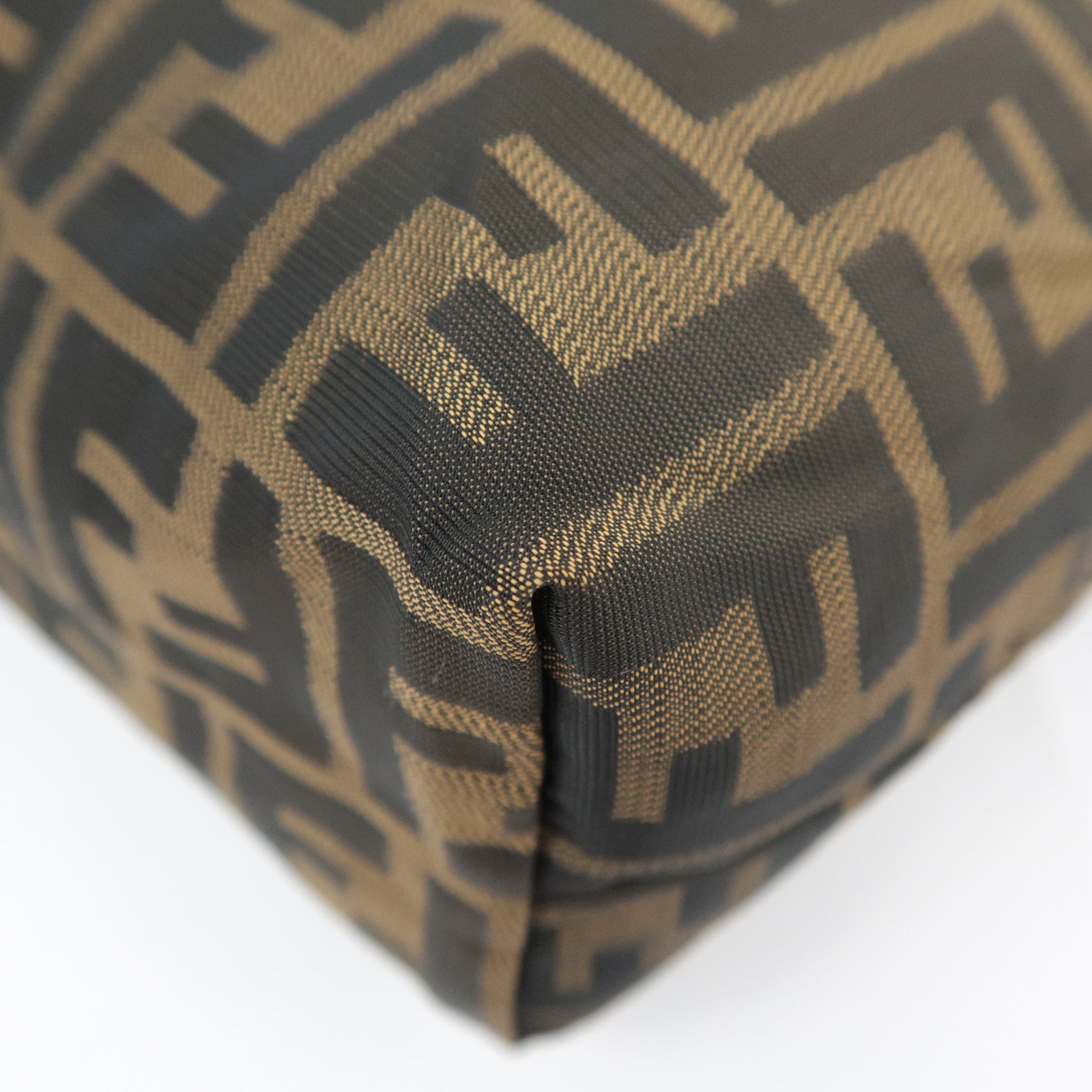 FENDI Zucca Canvas Leather Pouch Brown Black 26545