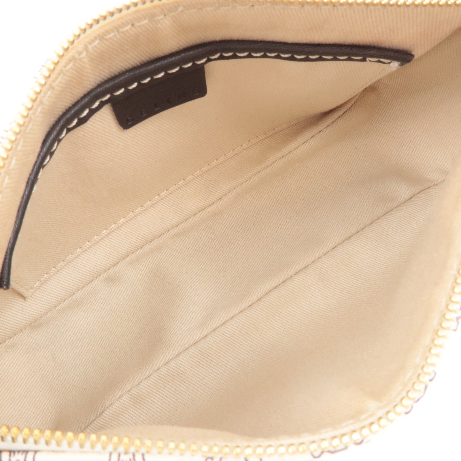 CELINE Macadam PVC Leather Shoulder Bag Ivory Dark Brown
