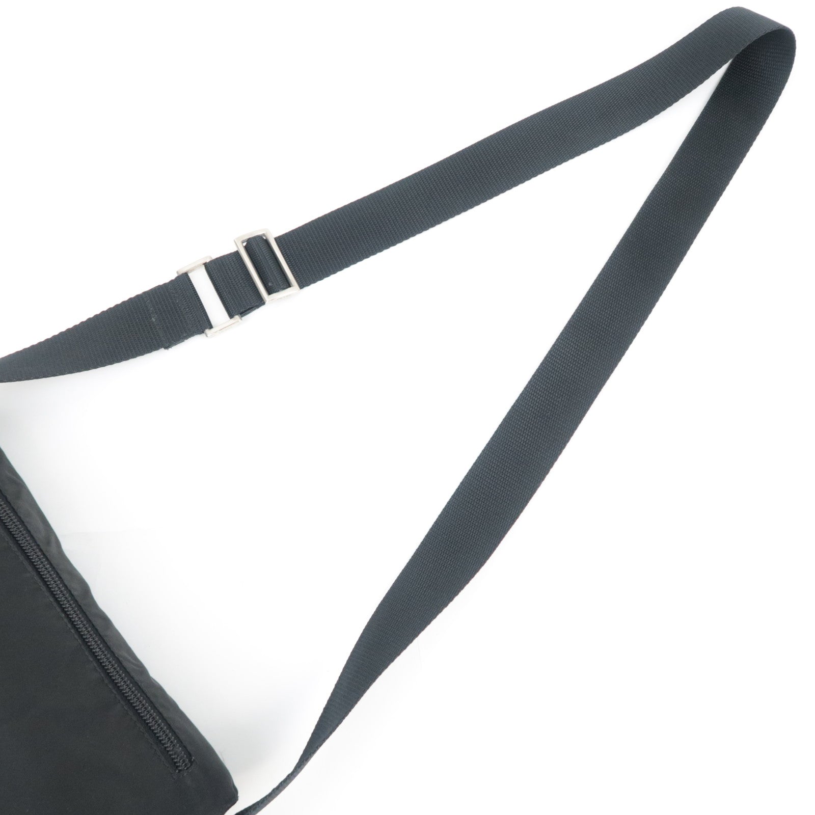 PRADA Nylon Leather Shoulder Bag Black