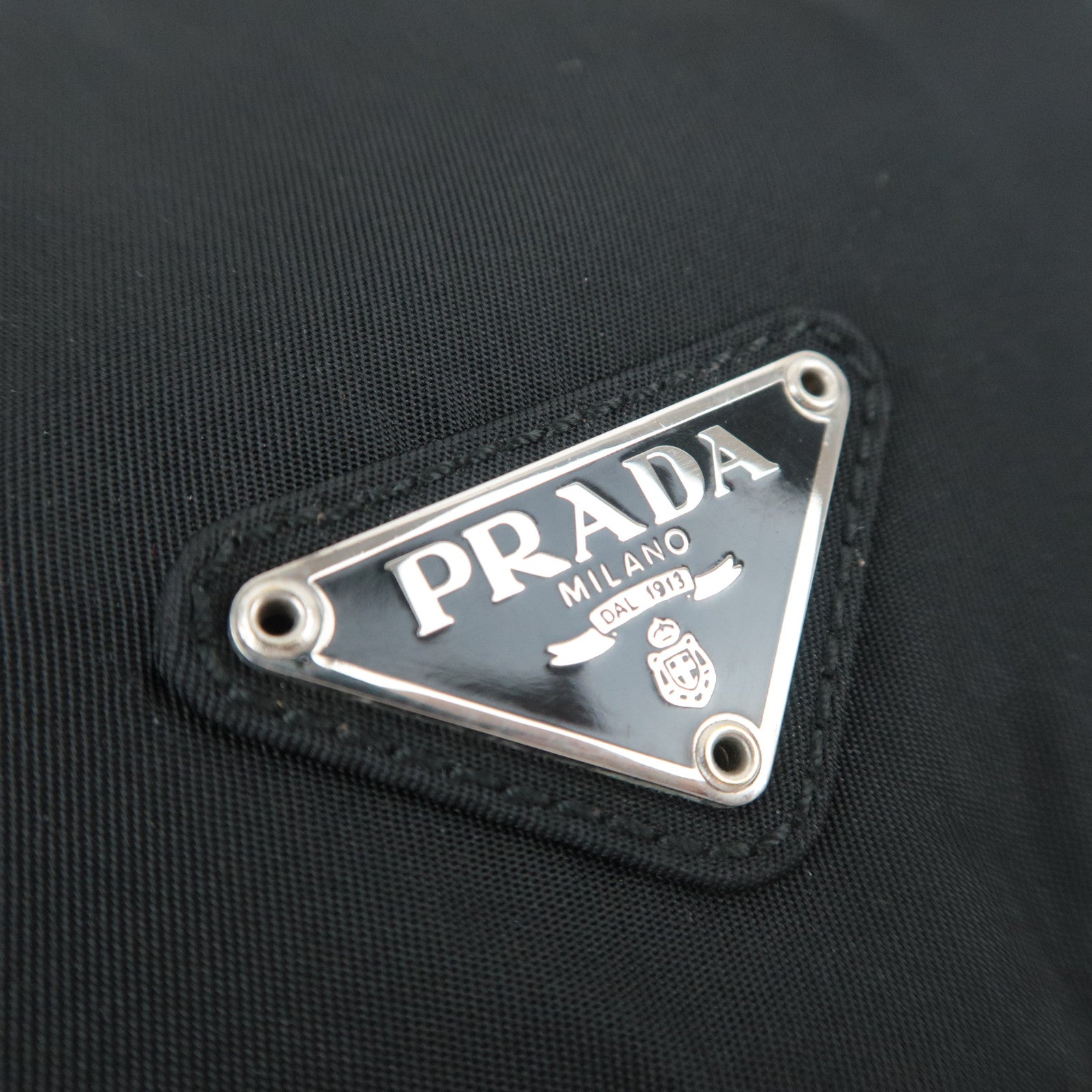 PRADA Nylon Leather Shoulder Bag Black