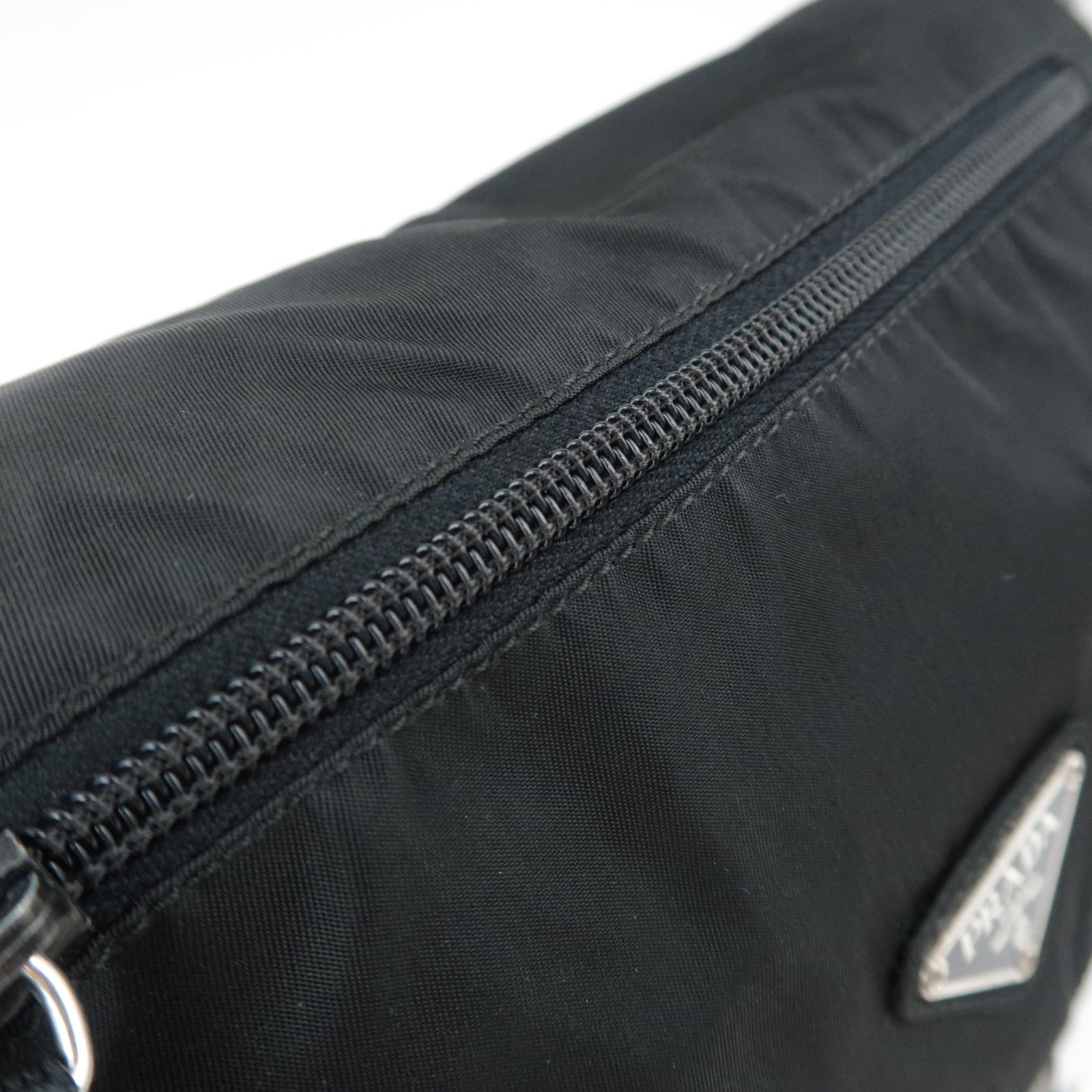 PRADA Nylon Leather Shoulder Bag Black
