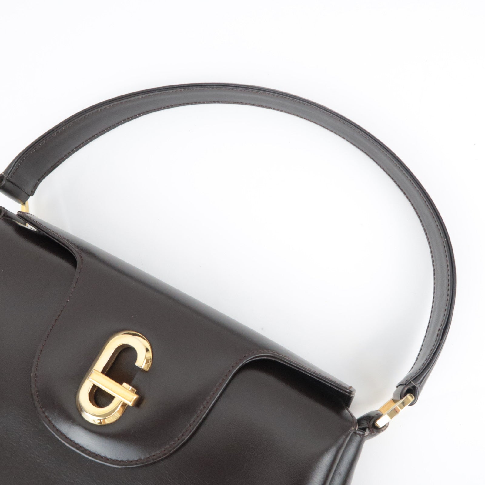 GUCCI Old Gucci Leather Handbag Brown 000.904.1080