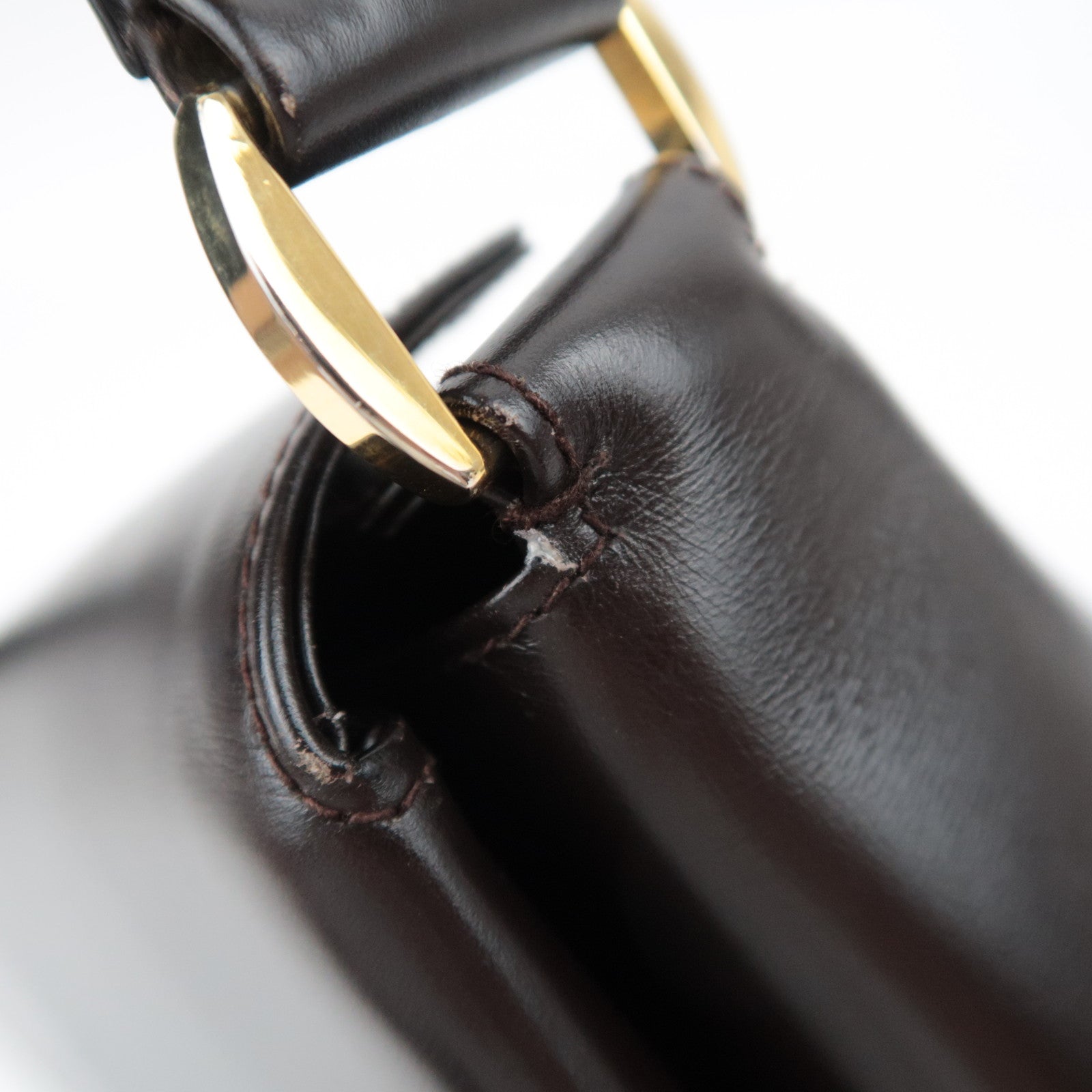 GUCCI Old Gucci Leather Handbag Brown 000.904.1080