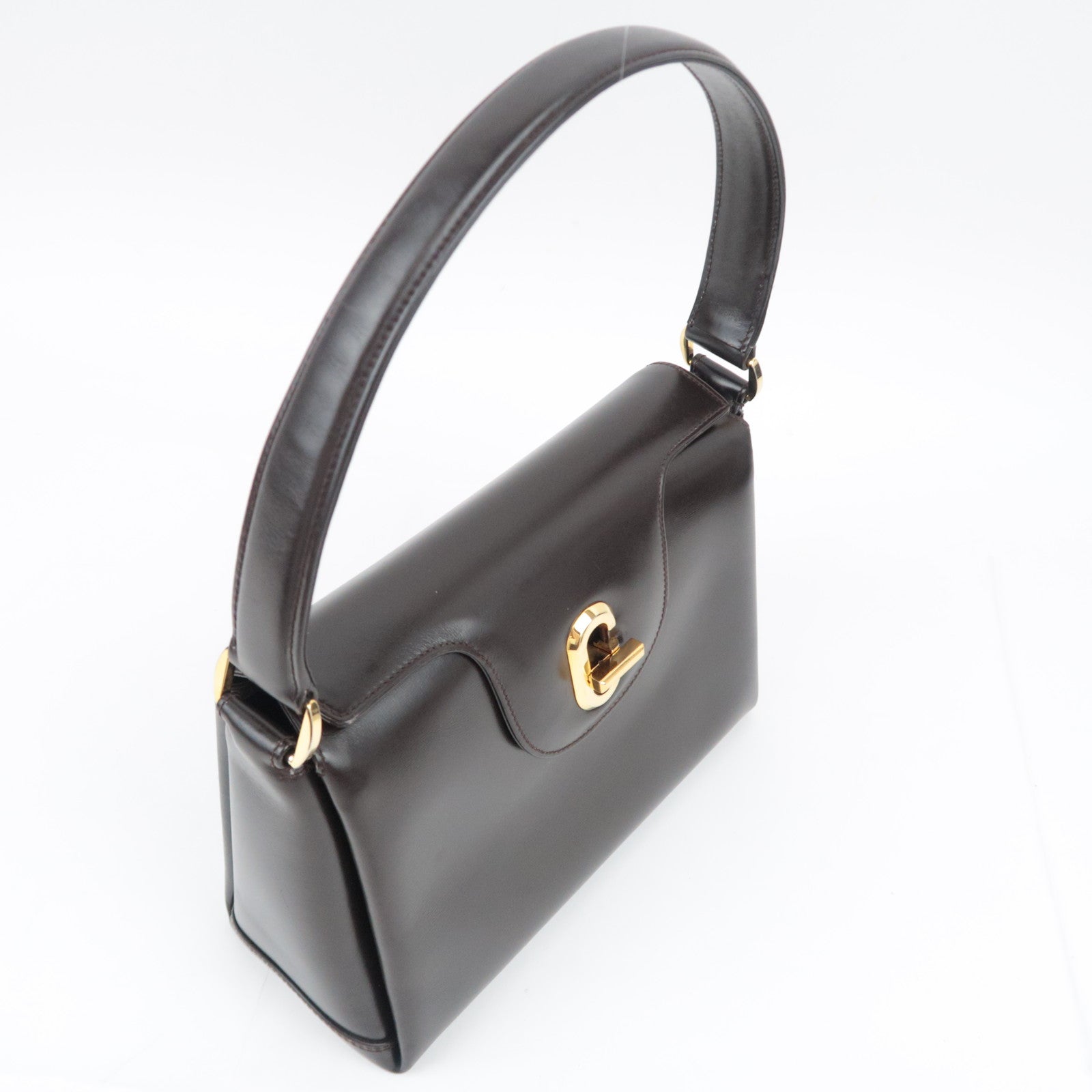 GUCCI Old Gucci Leather Handbag Brown 000.904.1080
