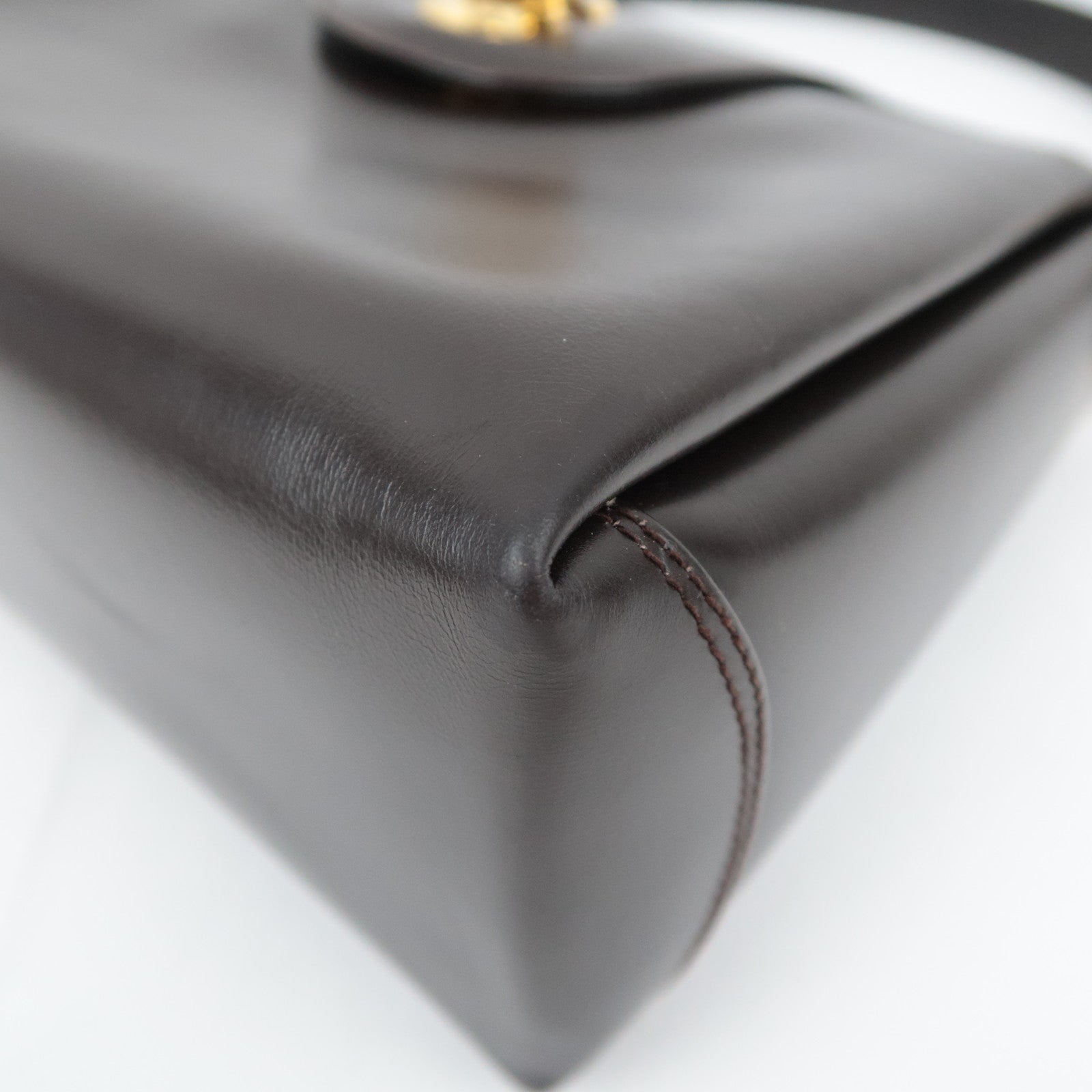 GUCCI Old Gucci Leather Handbag Brown 000.904.1080