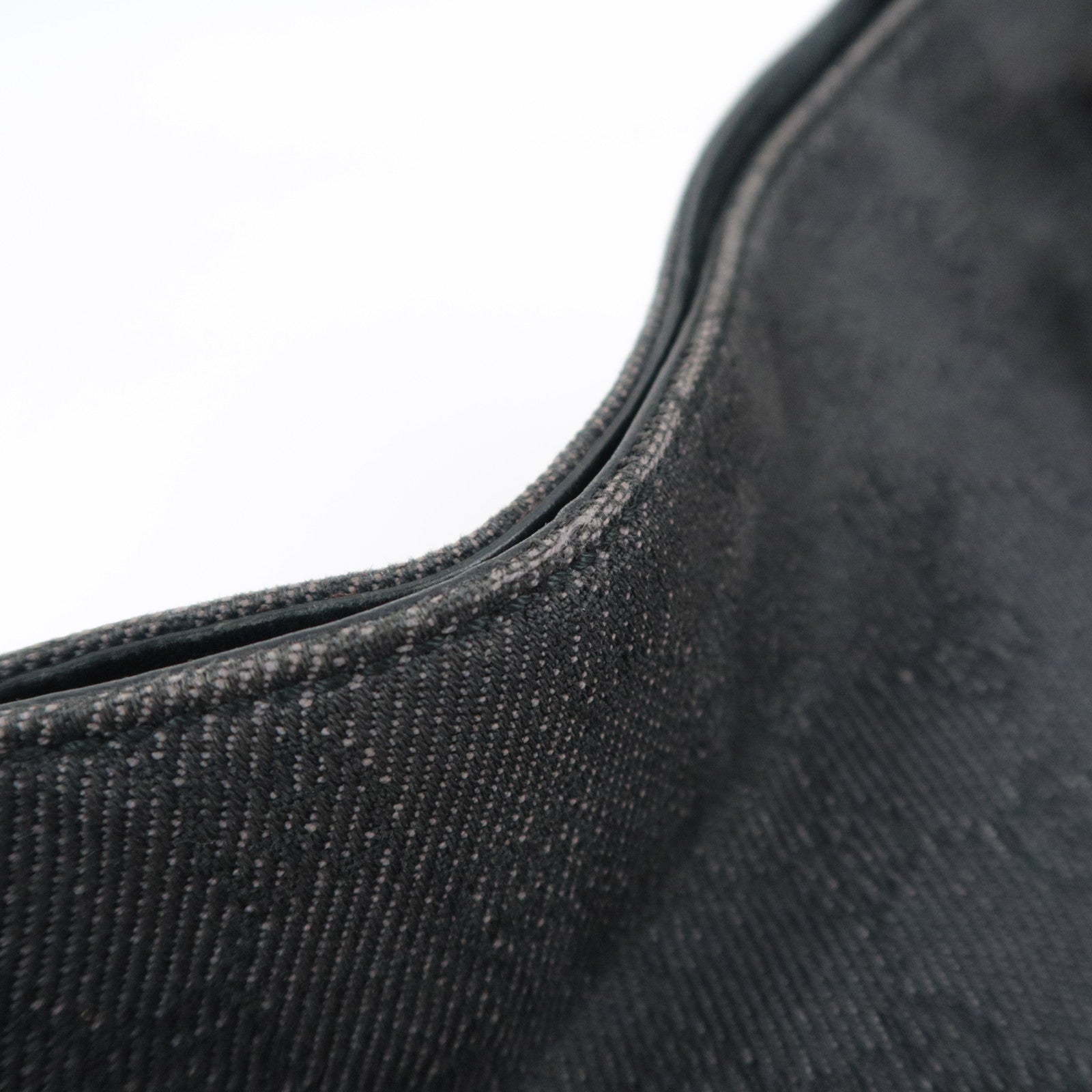 GUCCI GG Denim Leather Shoulder Bag Black 101975