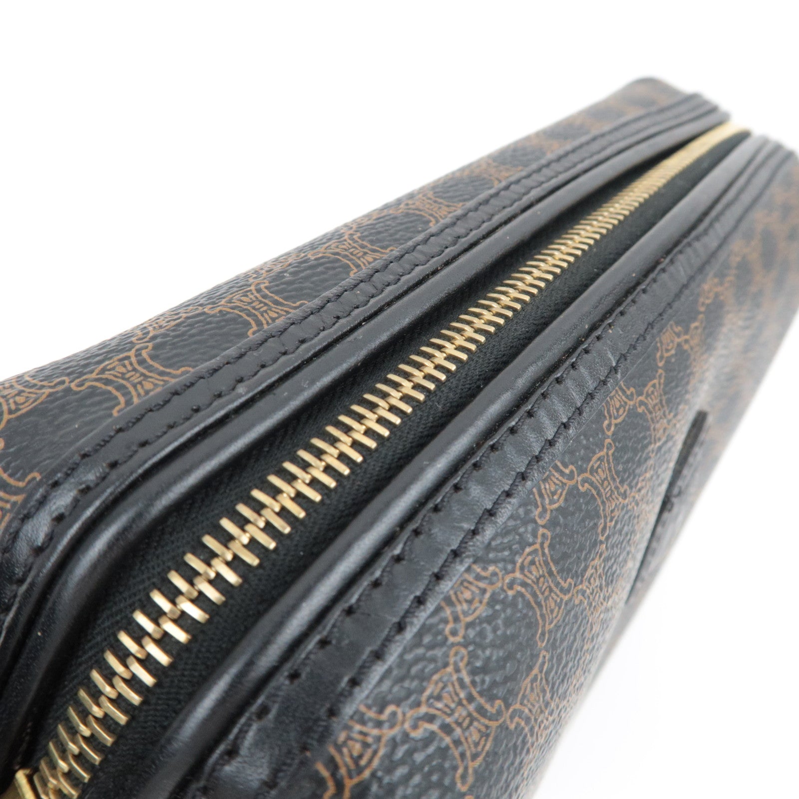 CELINE Macadam PVC Leather Cosmetic Pouch Black