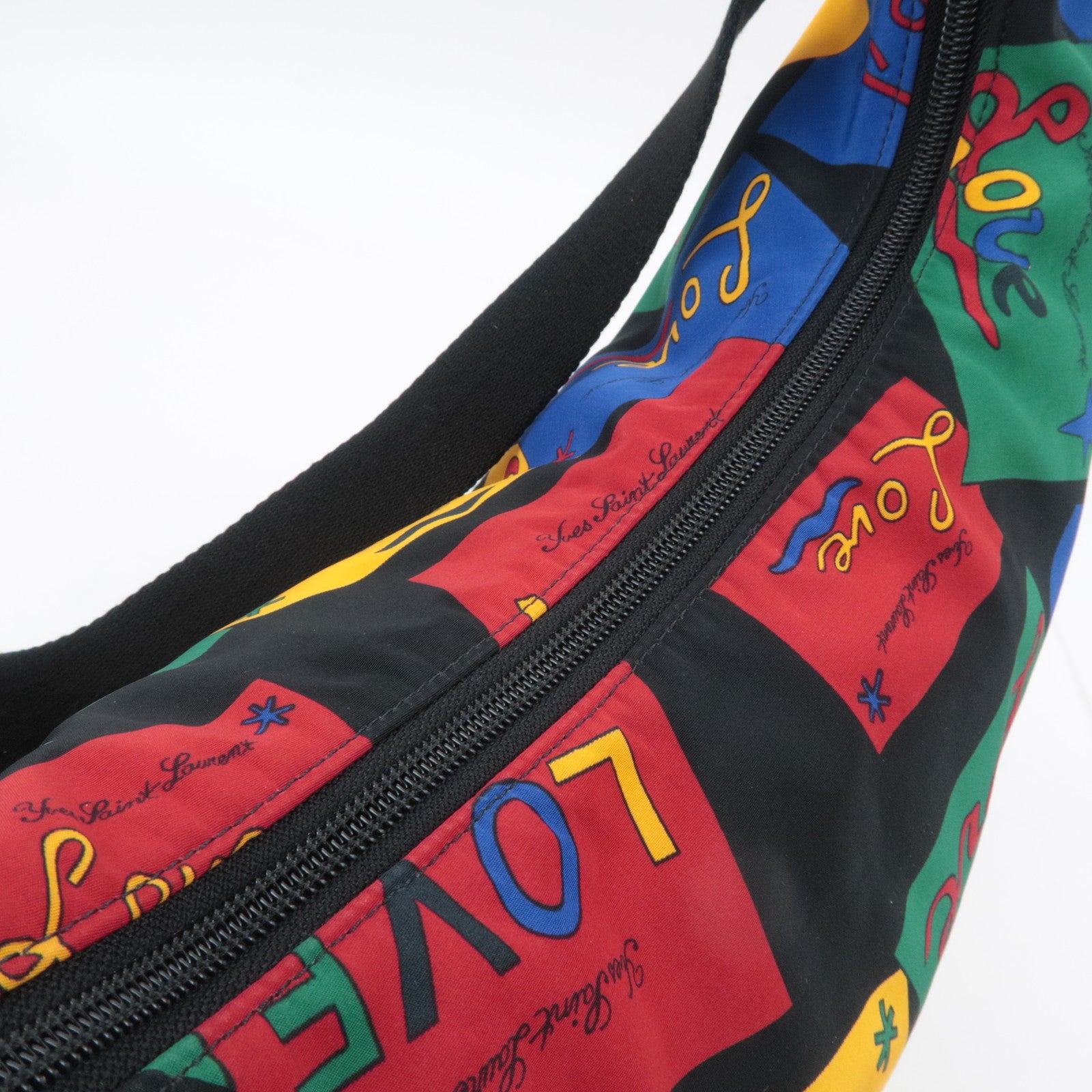 SAINT LAURENT YSL LOVE Print Shoulder Bag Nylon Multicolor