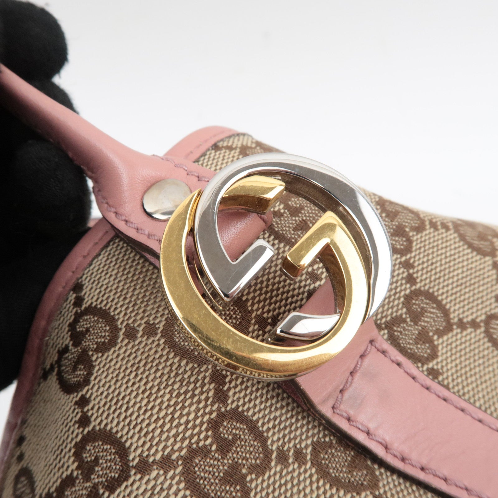 GUCCI GG Twins GG Canvas Tote Bag Beige Pink 232957