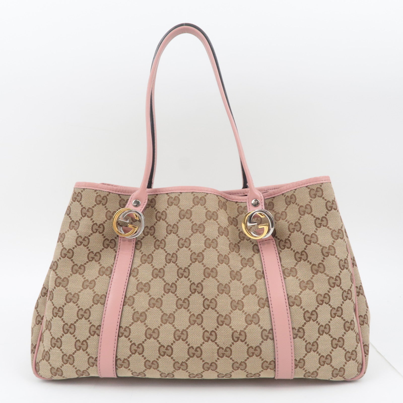GUCCI GG Twins GG Canvas Tote Bag Beige Pink 232957
